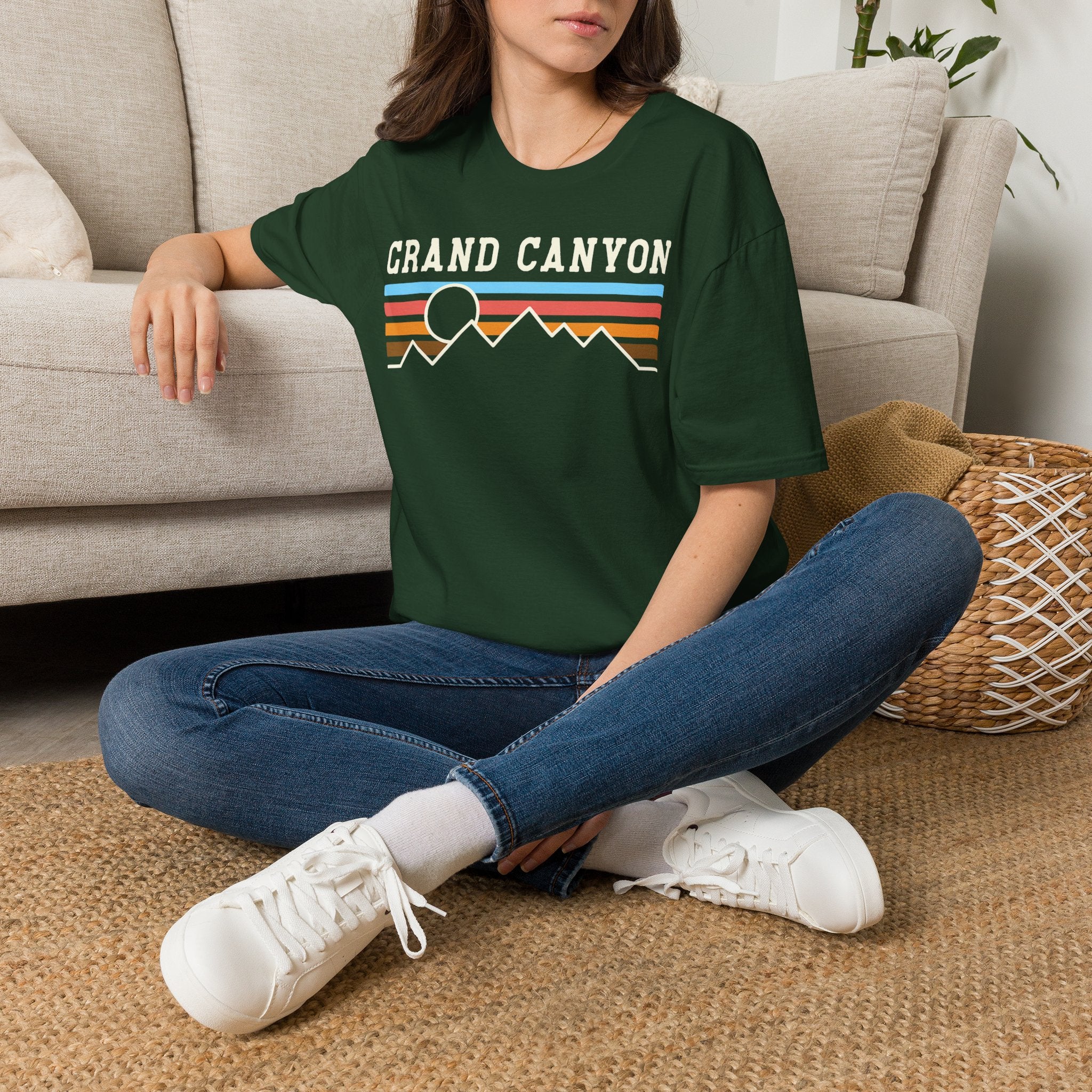 Grand Canyon Retro Sunset T-Shirt | Printed Front and Back National Park Landscape