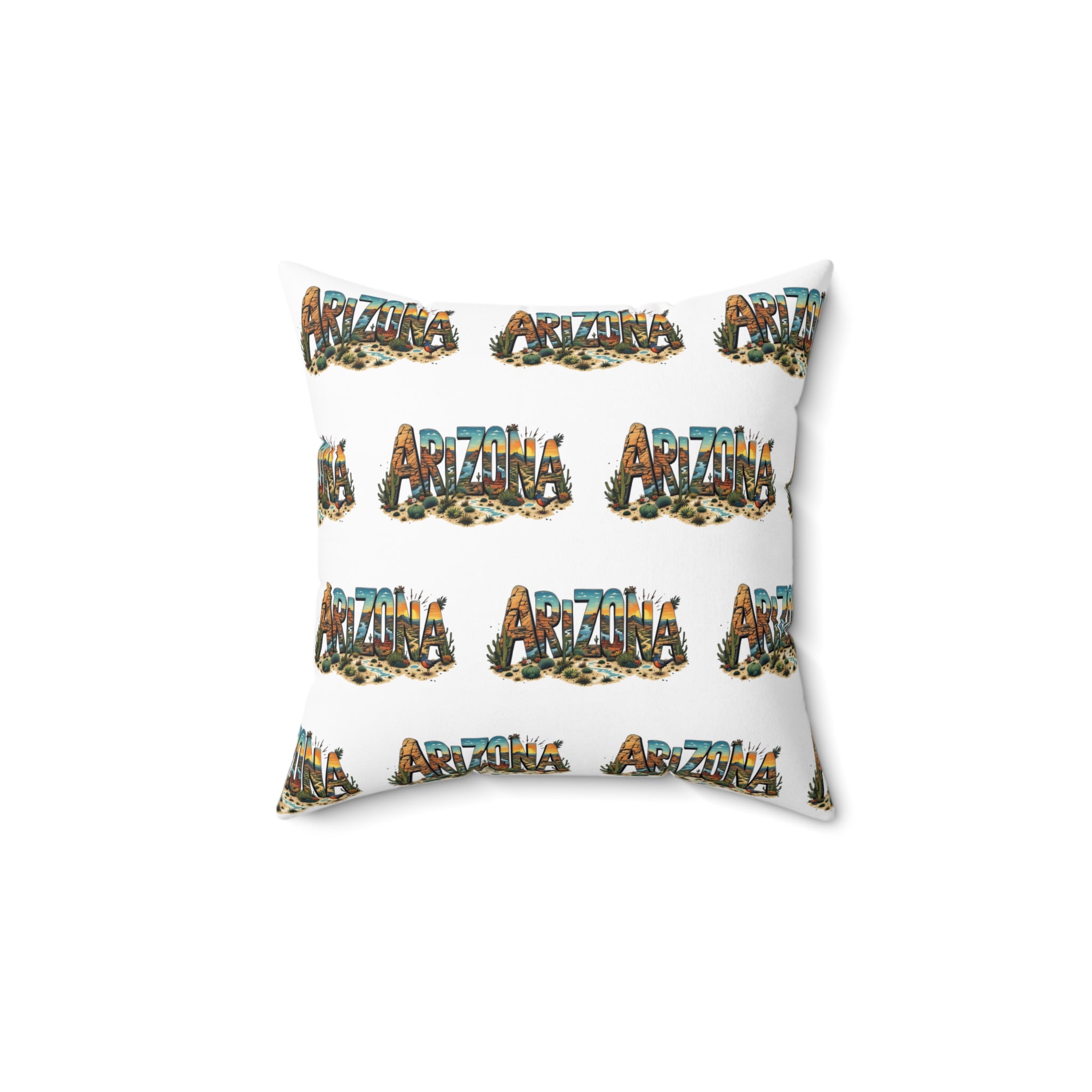 Arizona AZ - Artistic Spun Polyester Square Pillow - Cozy Home Decor, Decorative Throw, Unique Gift, Art-Inspired Decor, Colorful Cushion