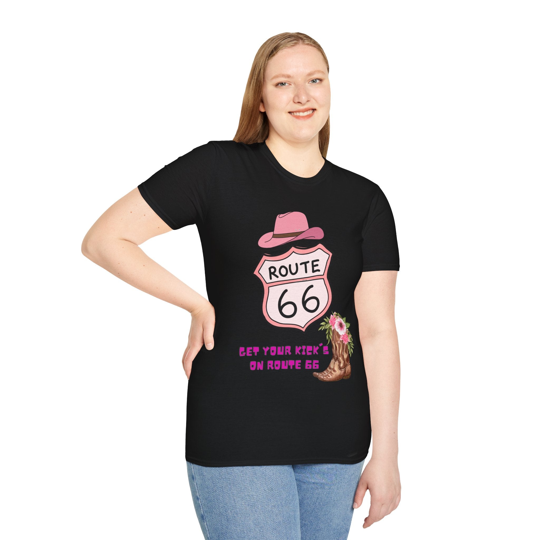 Route 66 Softstyle T-Shirt, Get Your Kick's On, Men Women, Unisex Tee Gift, Travel Highway Shirt