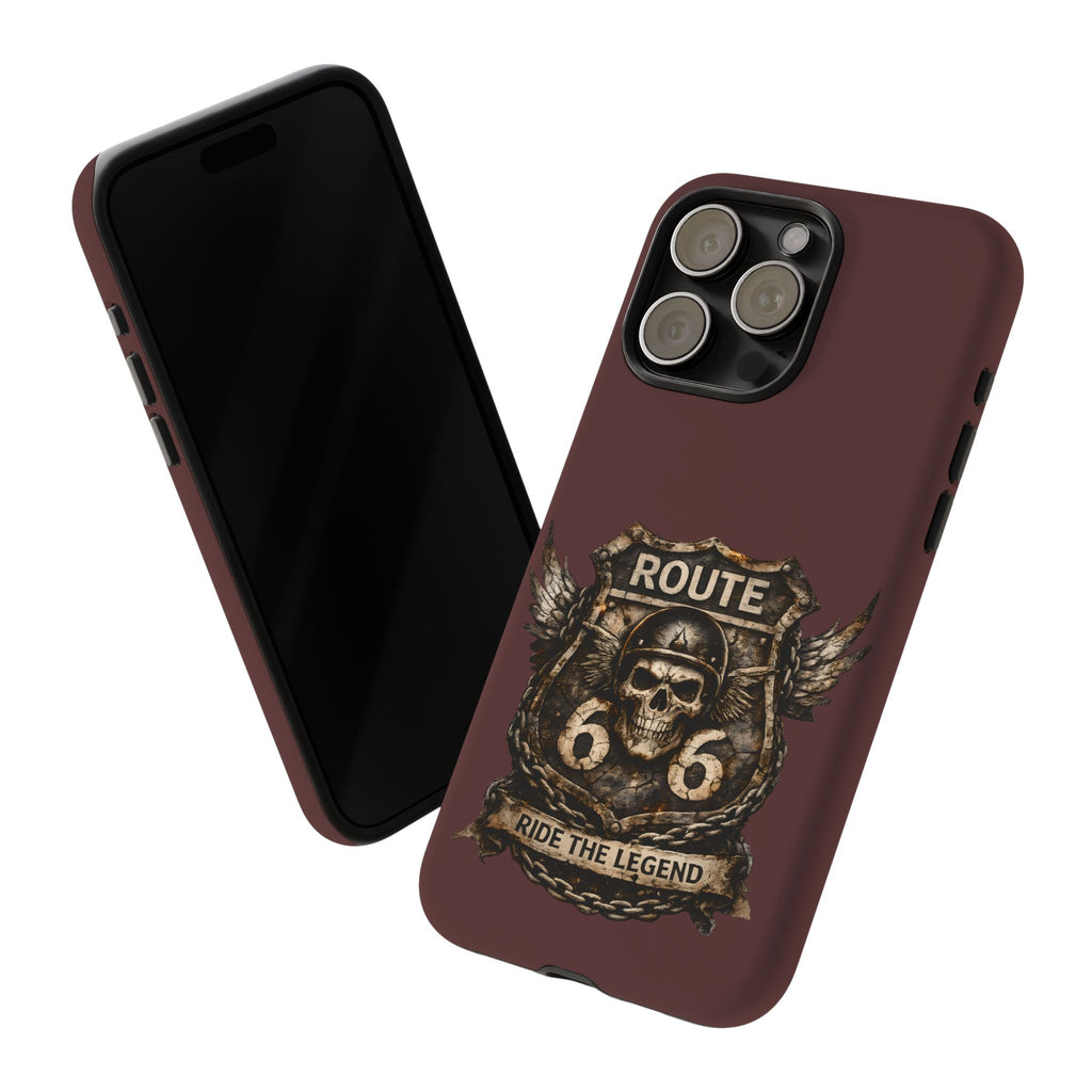 Route 66 Skull Helmet phone case | Motorcycle emblem, Ride the Legend