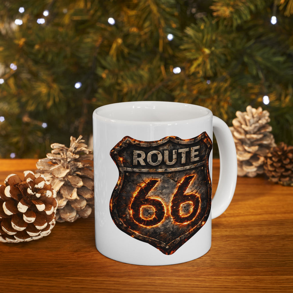 Route 66 Shield Retro Sign mug | Vintage Highway Ceramic Mug