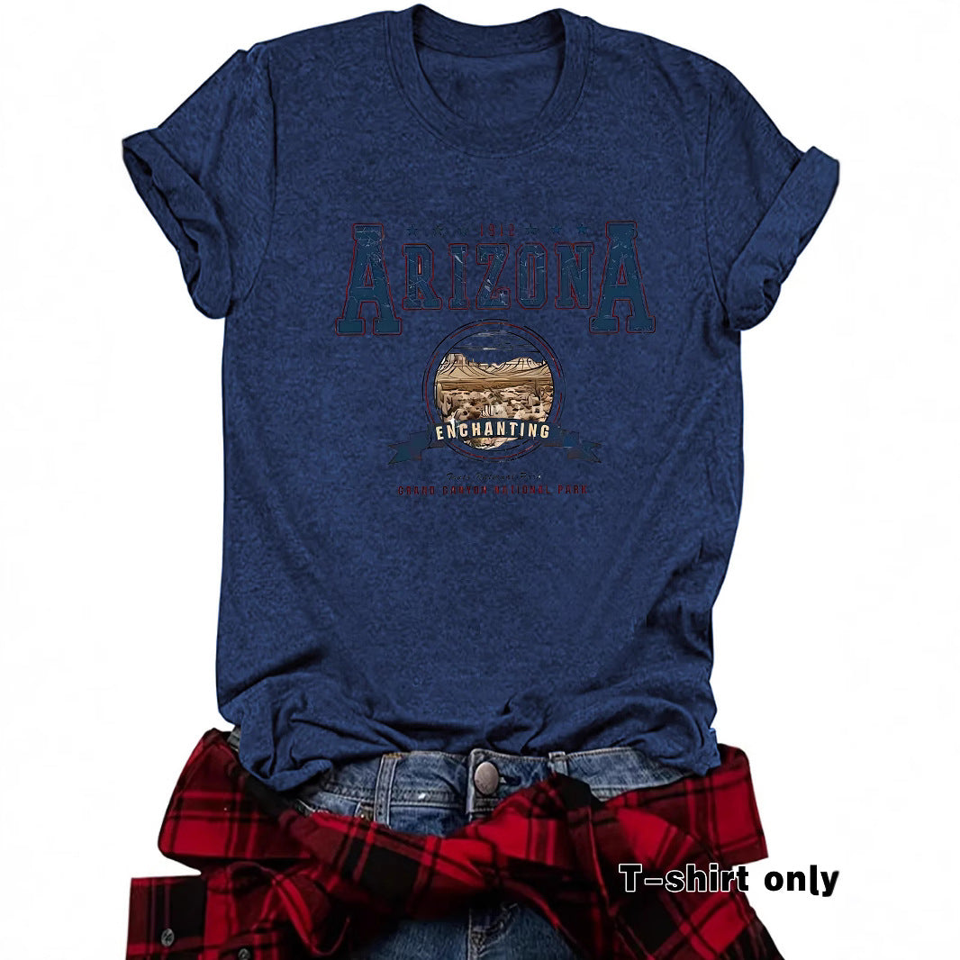 Round neck short sleeved t-shirt with ARIZONA print