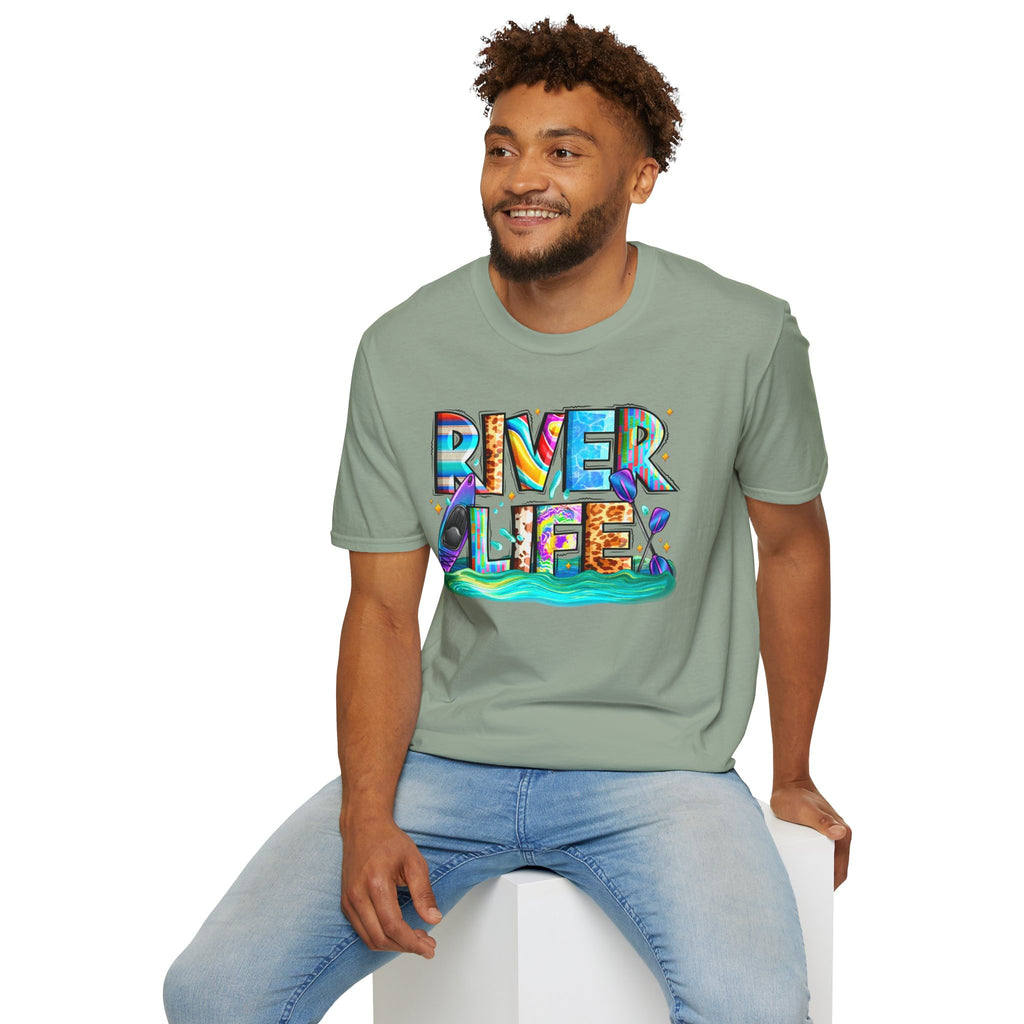 River Life T-Shirt | Colorful Fishing Scenic Graphic