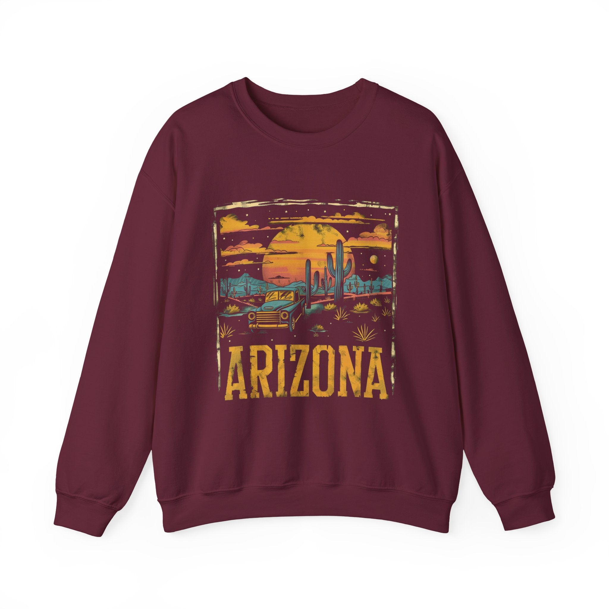 Arizona Desert Sunset Sweatshirt | Retro Cactus Landscape