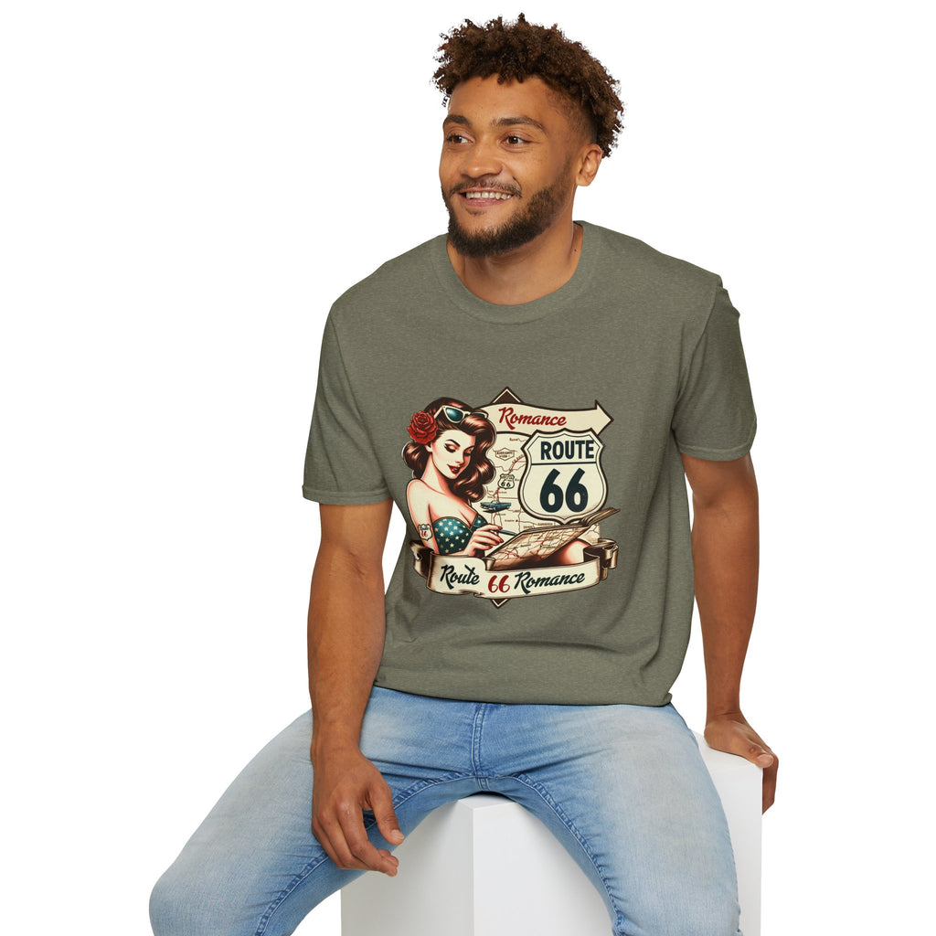 Pinup Girl Route 66 T-Shirt | Vintage Roadtrip Retro Sign