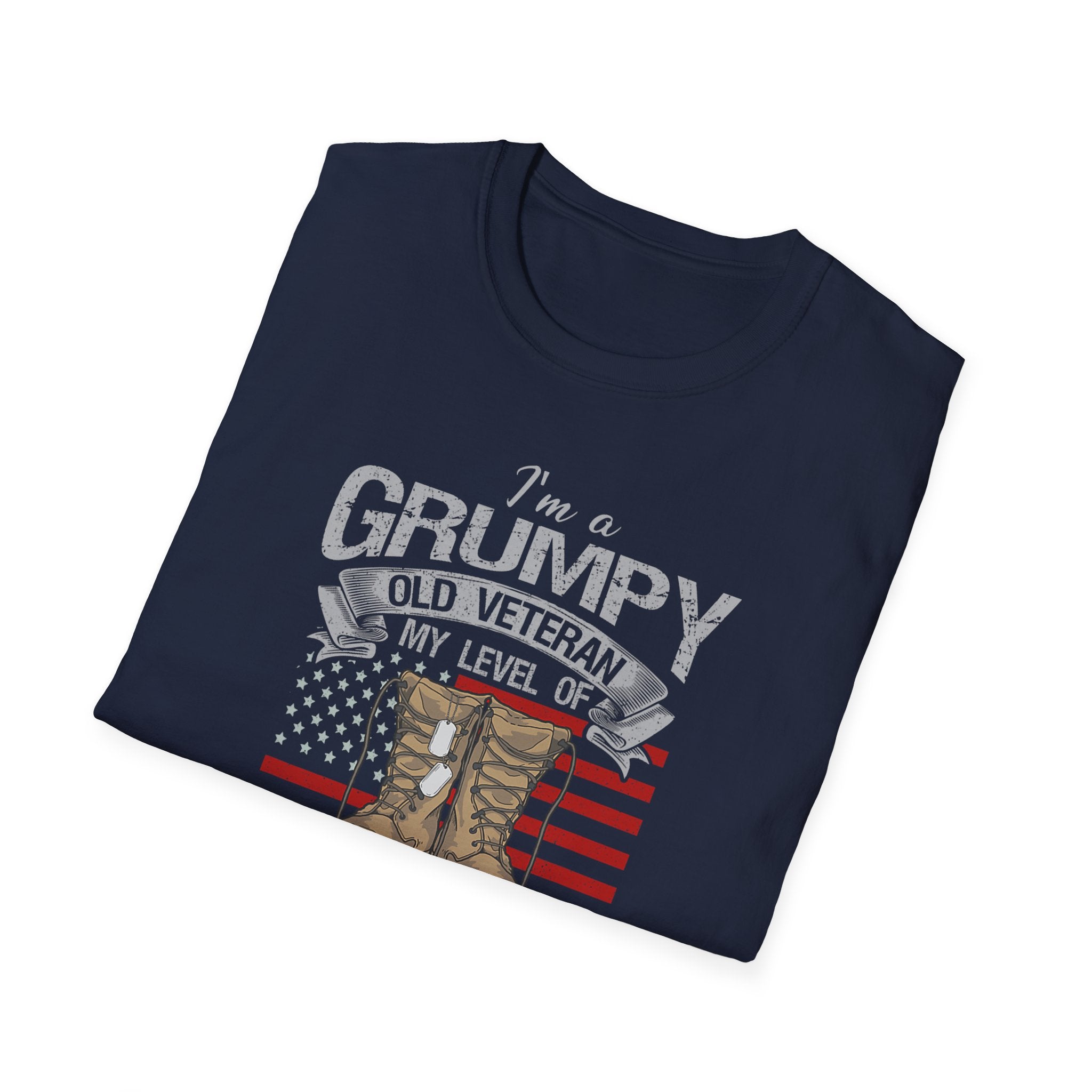 Grumpy Old Veteran Boots, T-Shirt | American Flag, Sarcasm Depends on Stupidity