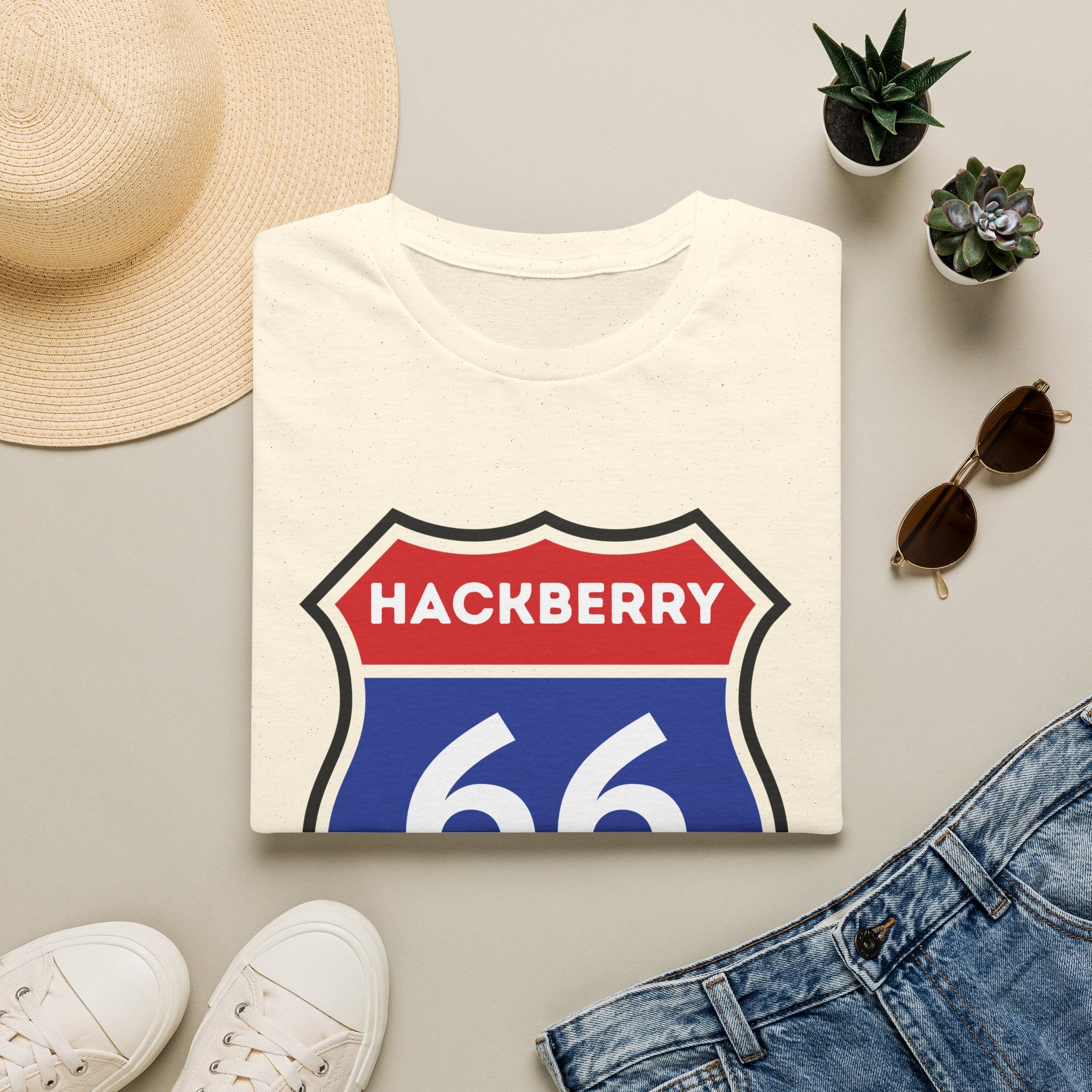 Hackberry 66 Shield T-Shirt | Route 66 Road Sign Tee