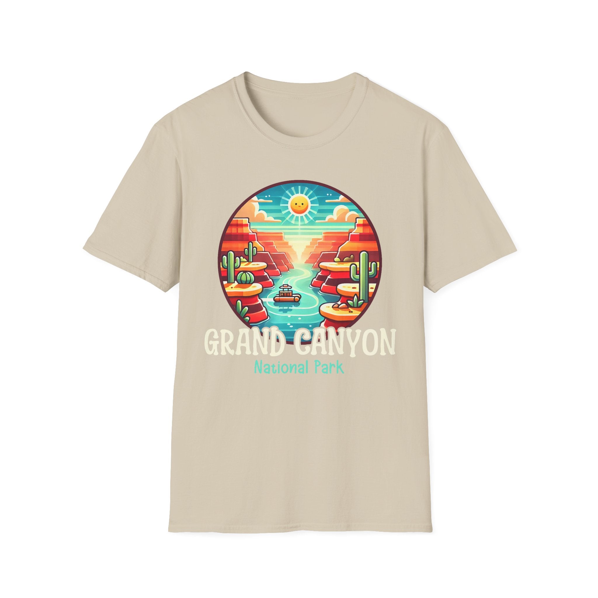 Grand Canyon National Park Retro Sunset T-Shirt | Canyon River Illustration