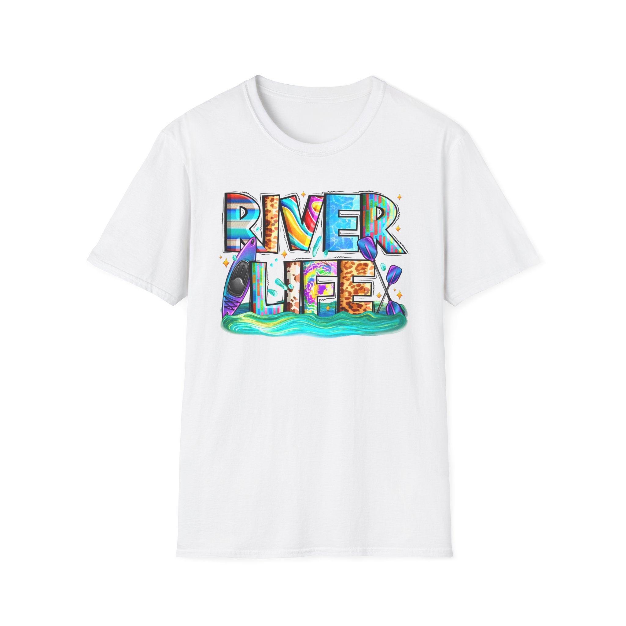 River Life T-Shirt | Colorful Fishing Scenic Graphic