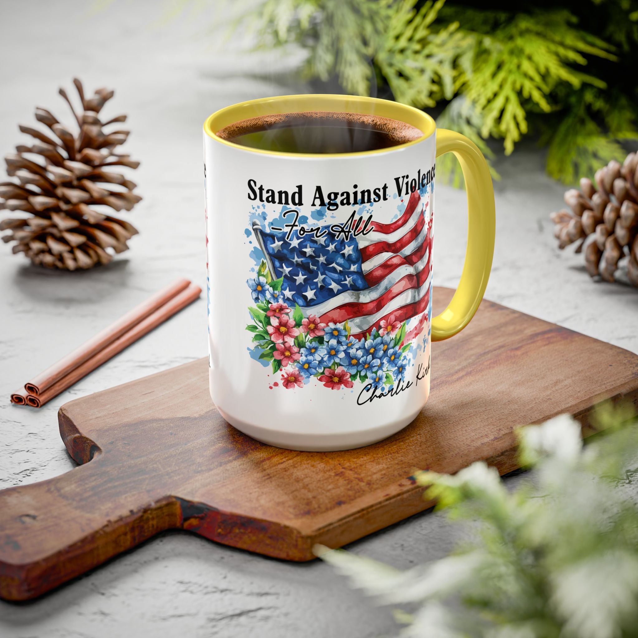 Charlie Kirk Patriotic Coffee Mugs for Inspiration, Stand Against Violence, Colorful Mugs, Gift for Activists, Tea Lovers, 4th of July