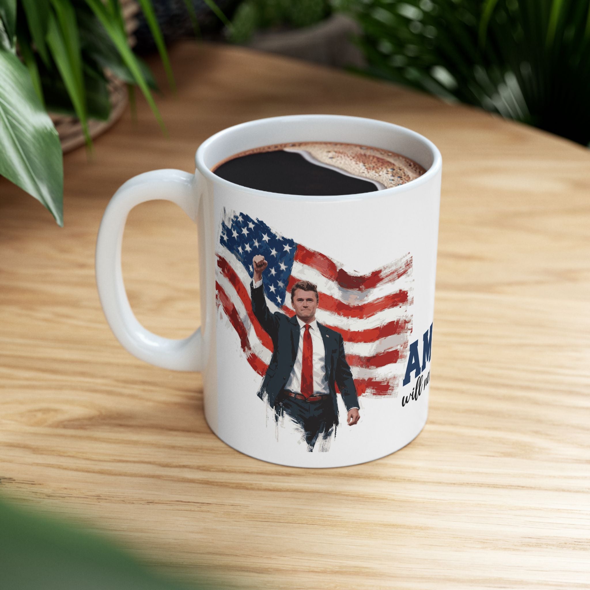 Charlie Kirk Patriotic Ceramic Mug, Coffee Lover Gift, 4th of July, American Flag Mug, Unique Gift for Veterans, Tea Mug with Quote