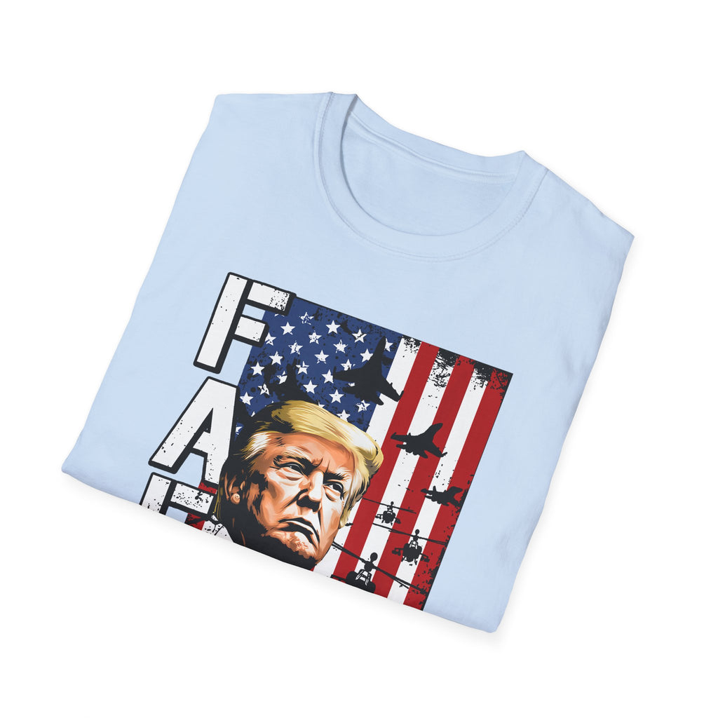 FAFO Patriotic Political Portrait T-Shirt | Flag Background, Bold Lettering