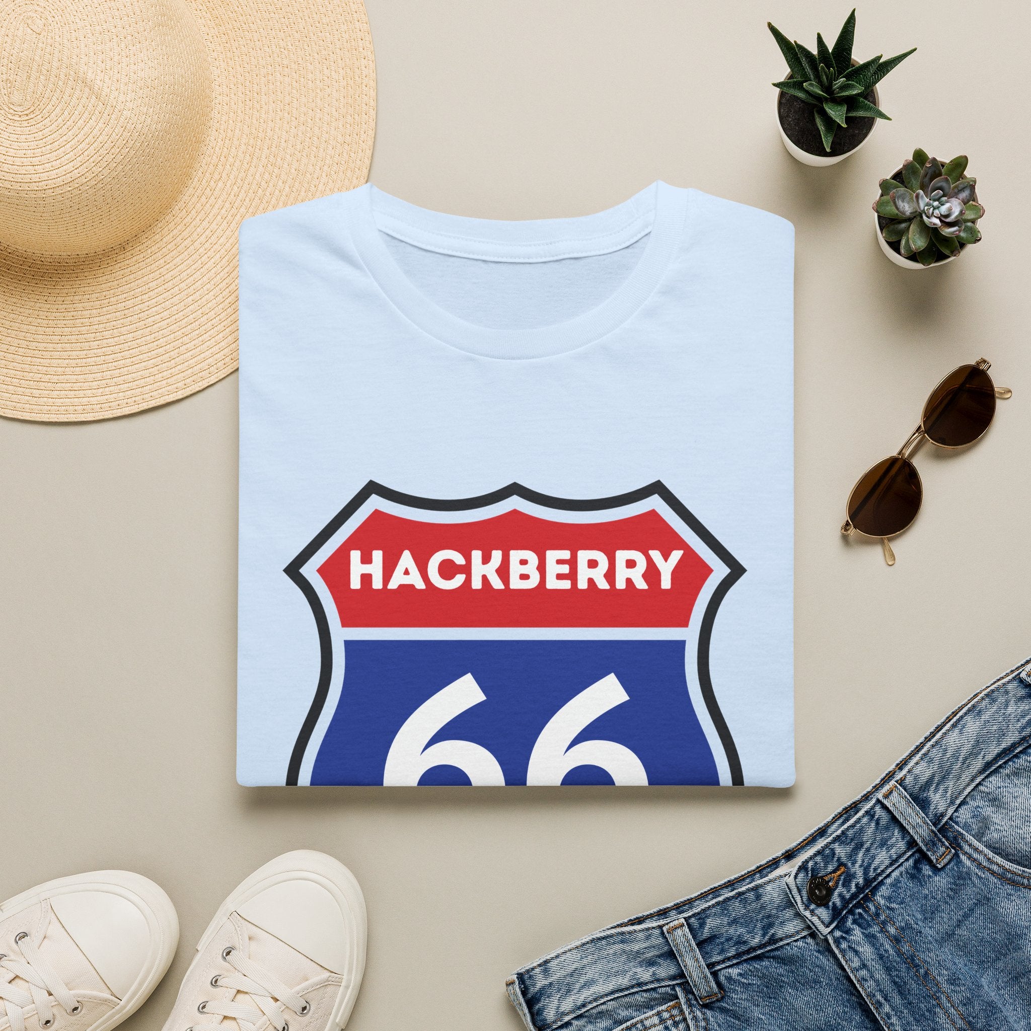 Hackberry 66 Shield T-Shirt | Route 66 Road Sign Tee