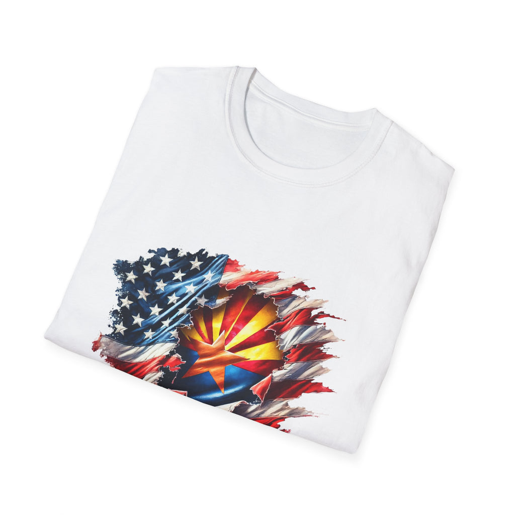 Arizona Flag Ripped Effect T-Shirt | USA Stars Stripes State Emblem