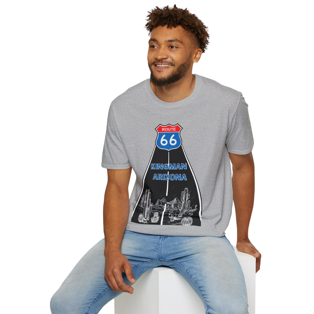 Route 66 Kingman Arizona Mens Womans Softstyle T-Shirt, Vintage Road Trip Shirt, Retro Travel Tee, Men's Women's Graphic Top, Gift for Travelers