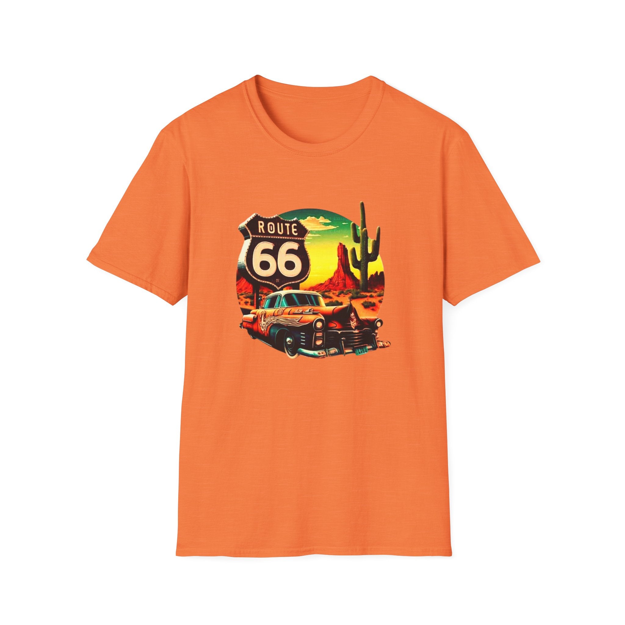 Route 66 Mens and Womans Softstyle T-Shirt, Unisex Retro Vintage Tee, Road Trip Travel Shirt, Hipster Graphic Top, Americana Clothing