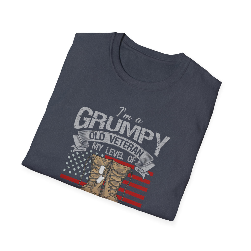 Grumpy Old Veteran Boots, T-Shirt | American Flag, Sarcasm Depends on Stupidity