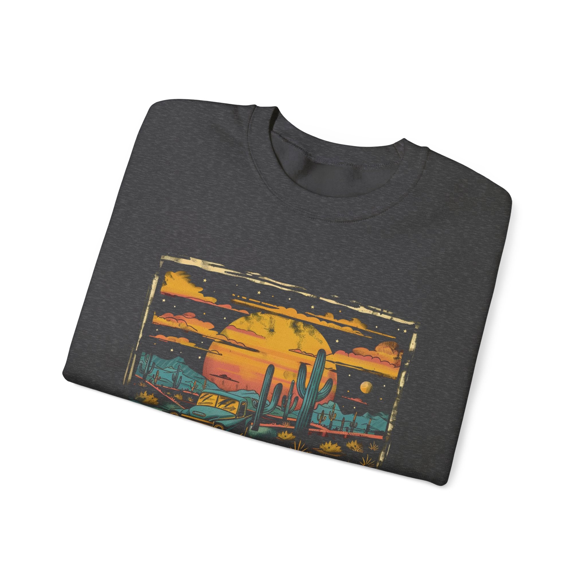 Arizona Desert Sunset Sweatshirt | Retro Cactus Landscape