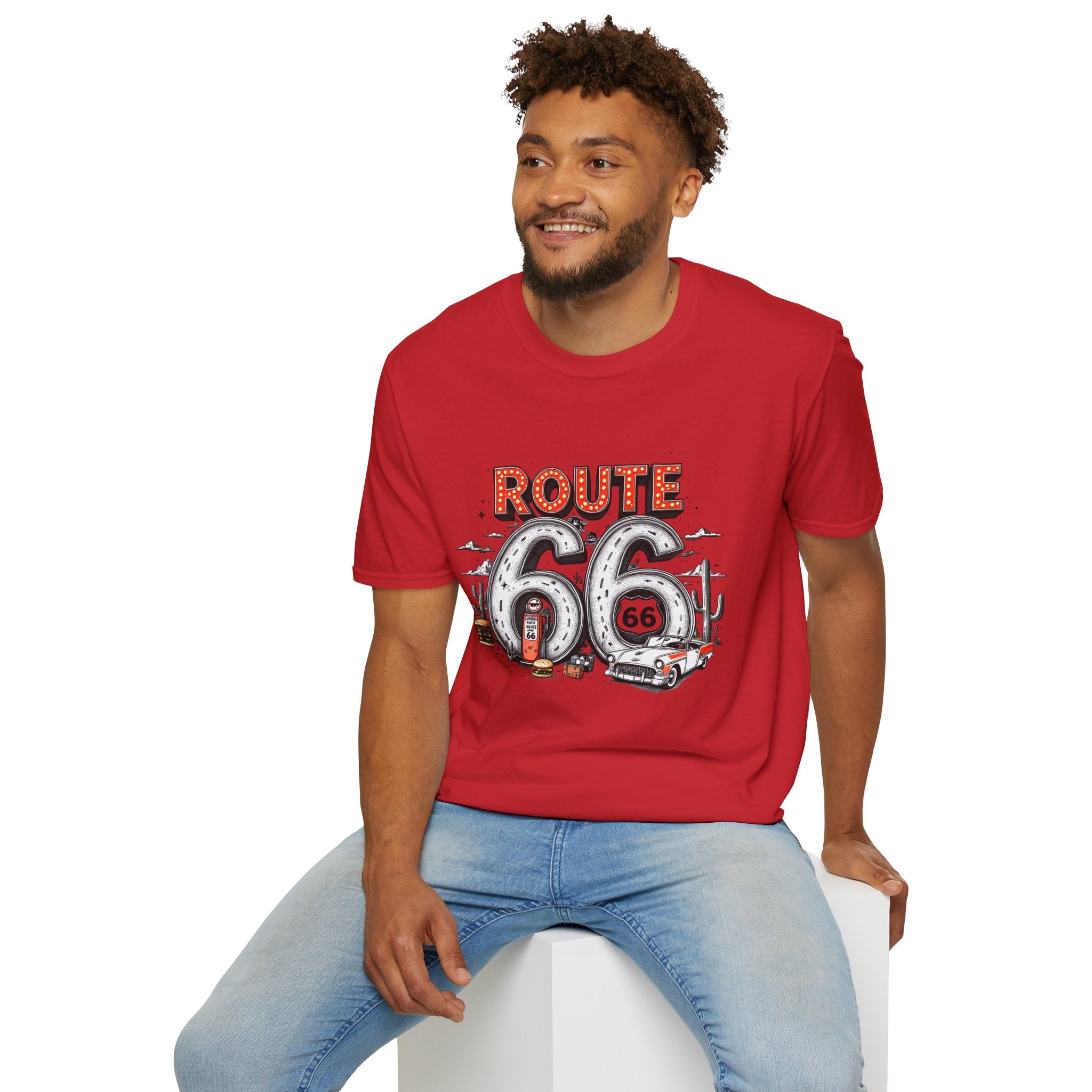 Route 66 Vintage Roadtrip T-Shirt | Classic Highway Car Signage