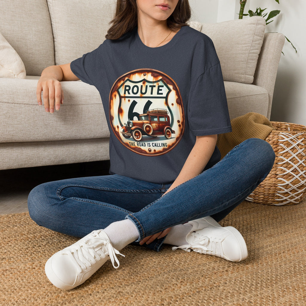 Route 66 Vintage Woody Wagon T-Shirt | The Road Is Calling, Retro Roadtrip Tee