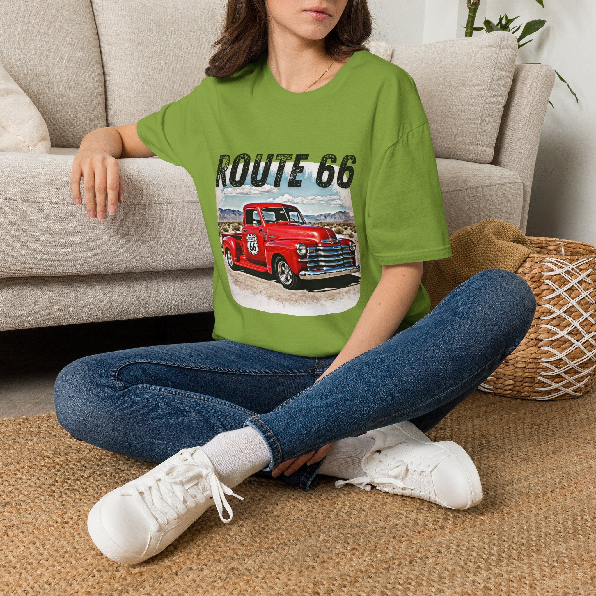 Route 66 Red Vintage Truck T-Shirt | Retro Highway Graphic
