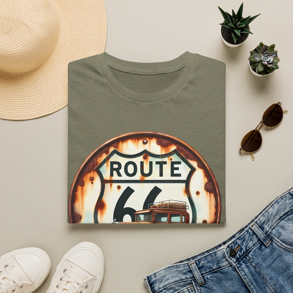 Route 66 Vintage Woody Wagon T-Shirt | The Road Is Calling, Retro Roadtrip Tee