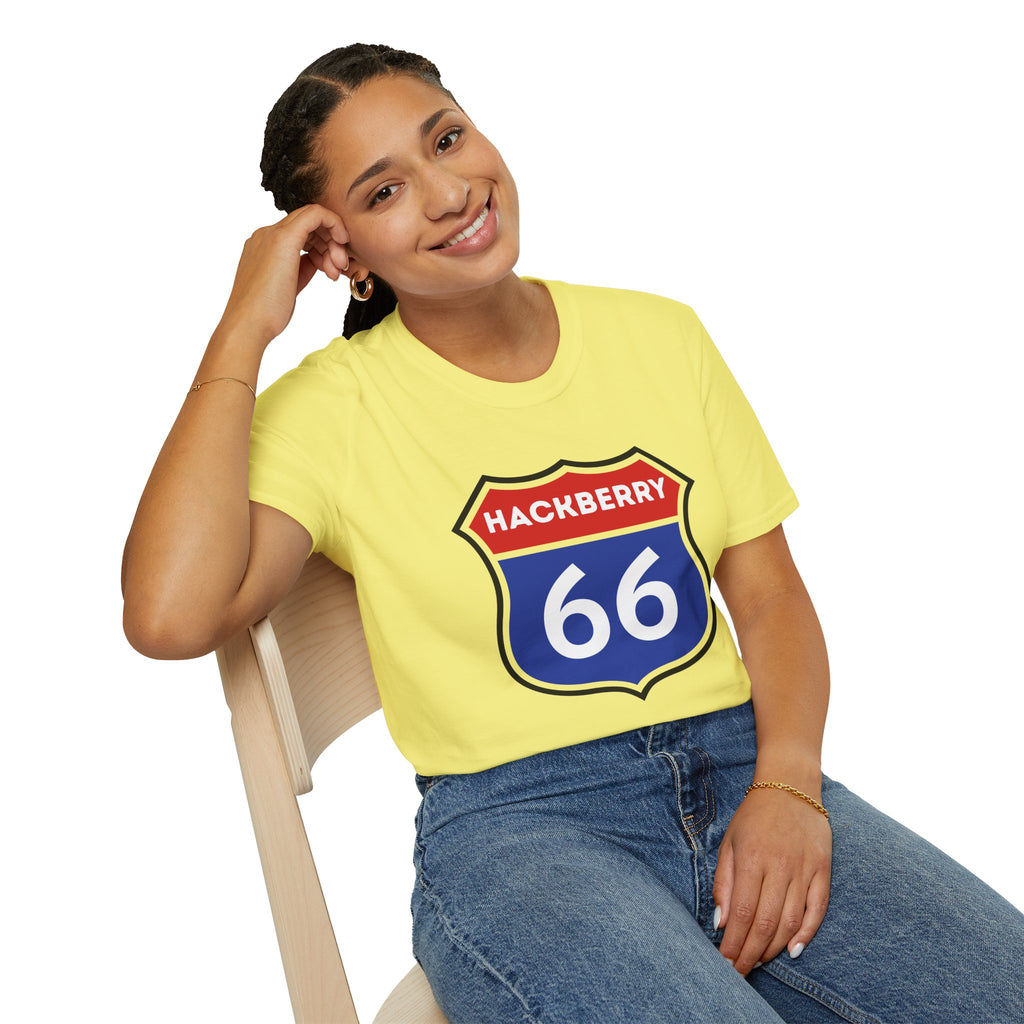 Hackberry 66 Shield T-Shirt | Route 66 Road Sign Tee