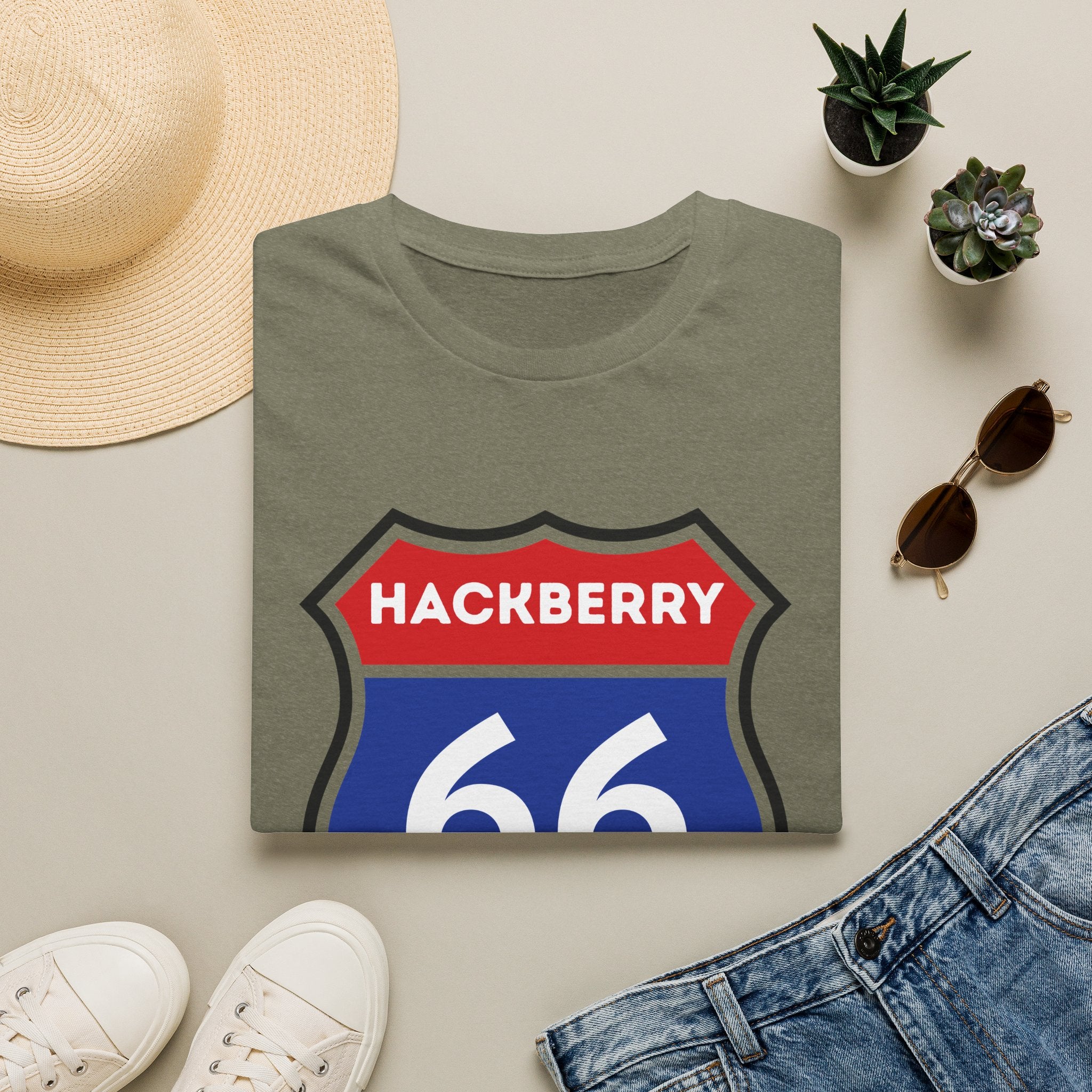 Hackberry 66 Shield T-Shirt | Route 66 Road Sign Tee
