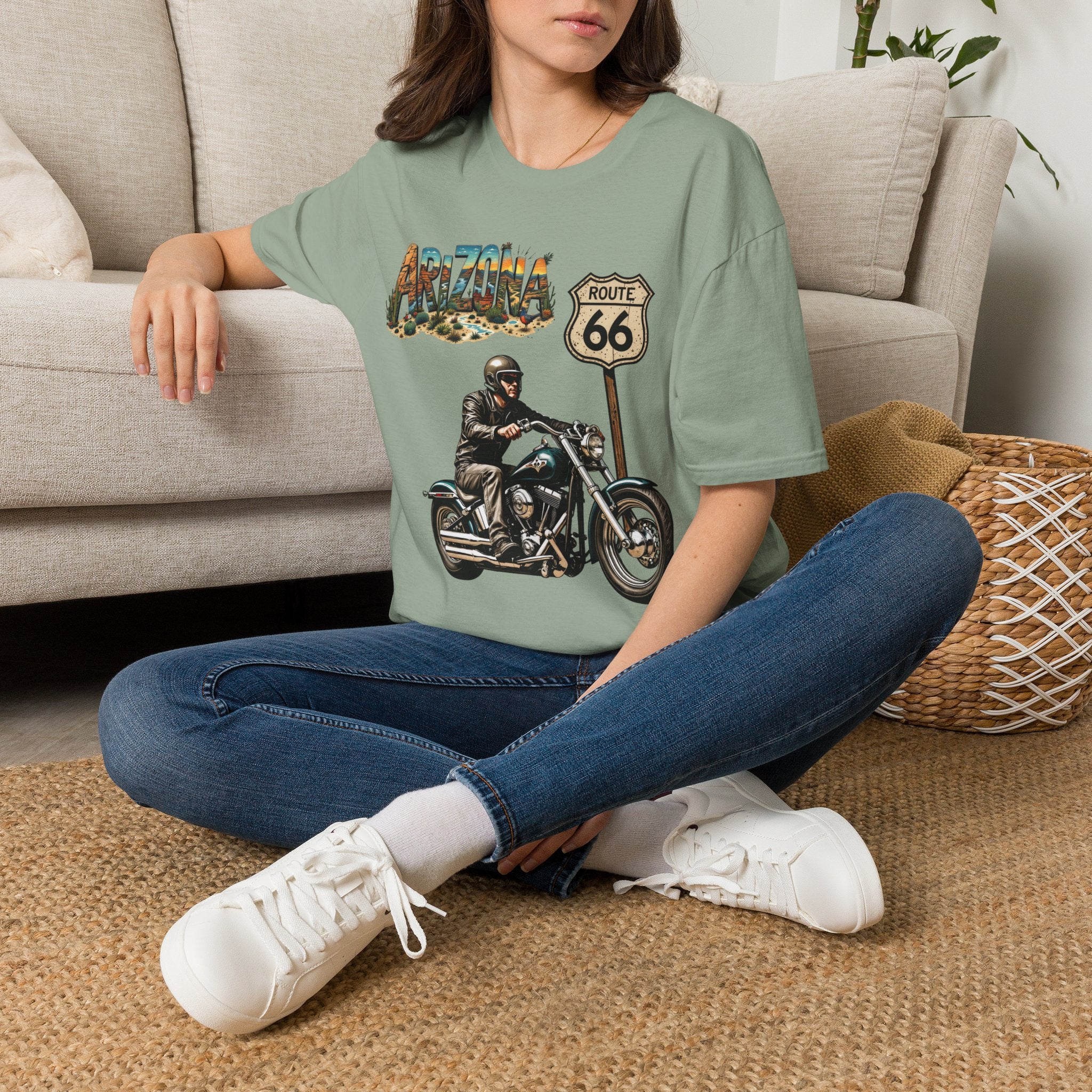Arizona Route 66 Motorcycle T-Shirt | Biker Road Trip Tee