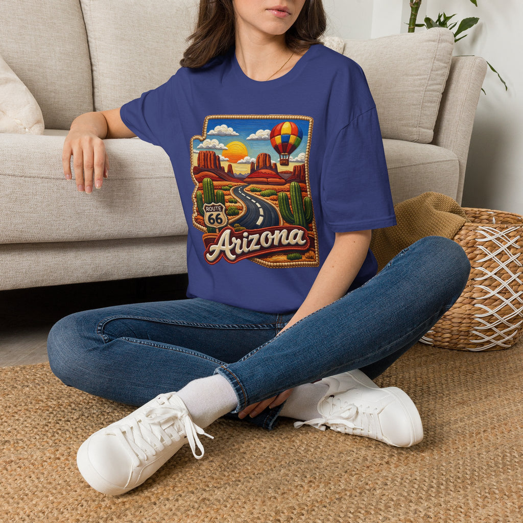 Arizona Route 66 Desert Road T-Shirt | Hot Air Balloon Southwestern Scene