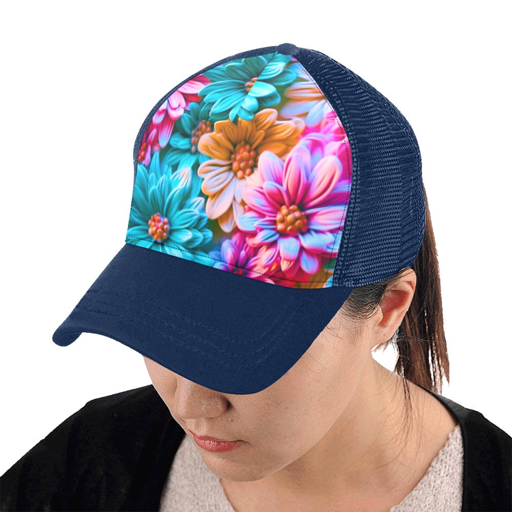 Bright Flowers Baseball Cap Navy