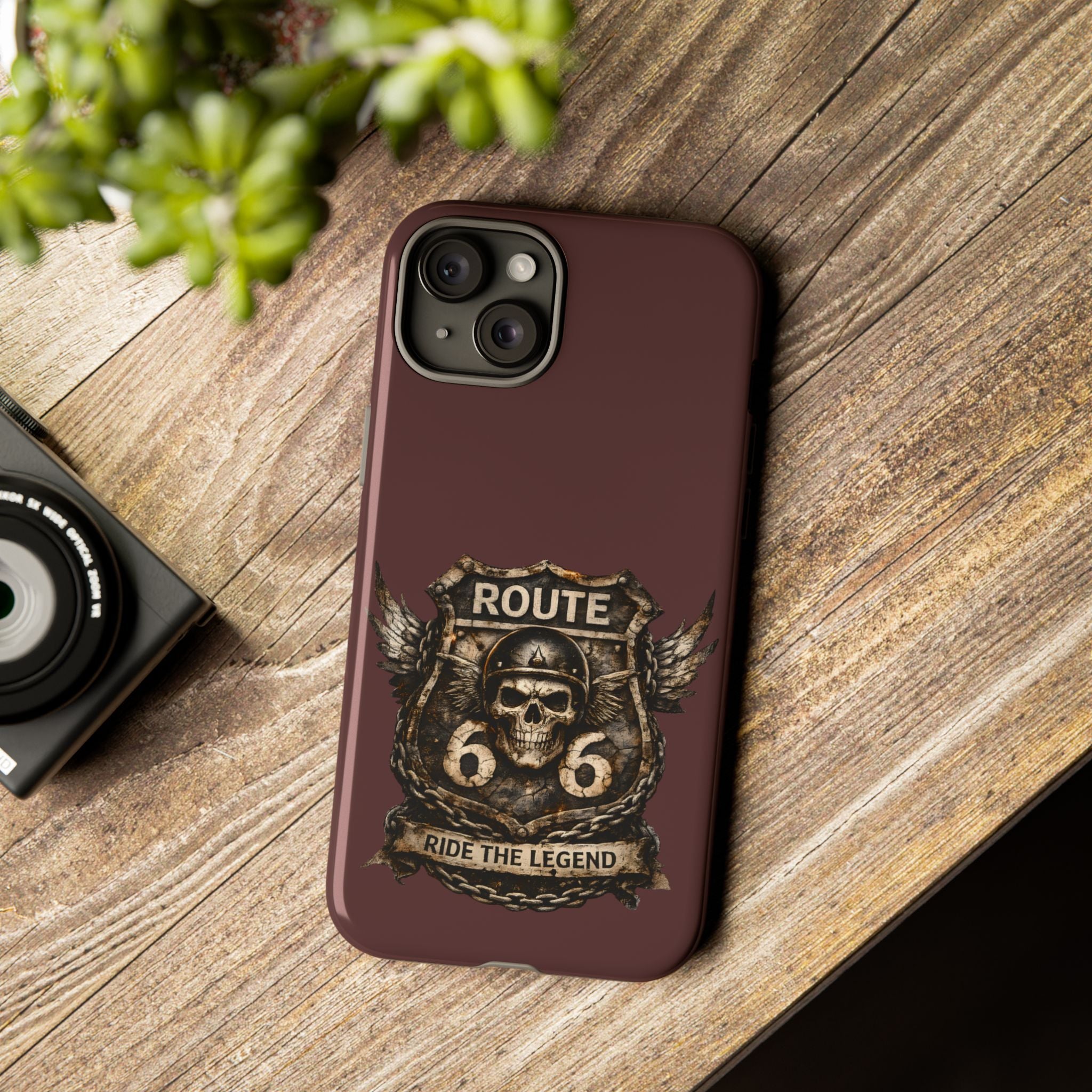 Route 66 Skull Helmet phone case | Motorcycle emblem, Ride the Legend