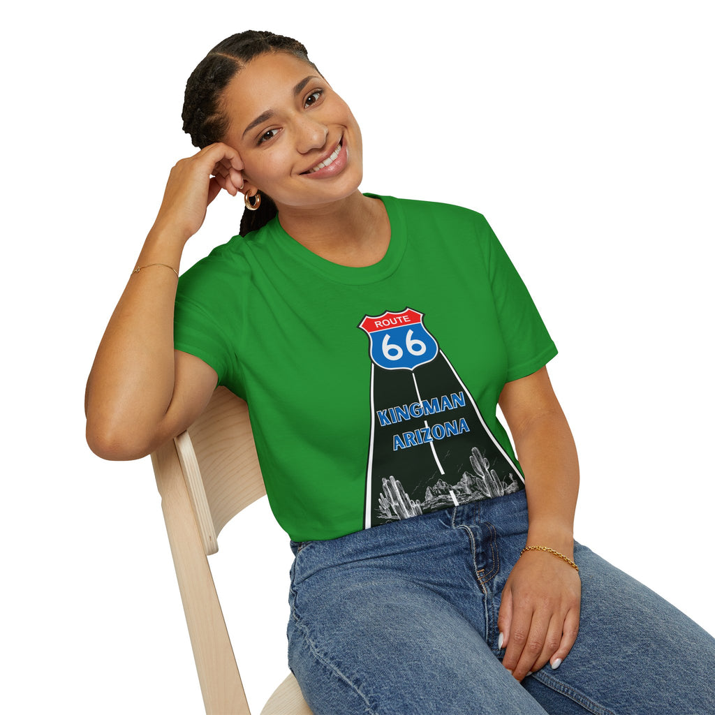 Route 66 Kingman Arizona Mens Womans Softstyle T-Shirt, Vintage Road Trip Shirt, Retro Travel Tee, Men's Women's Graphic Top, Gift for Travelers