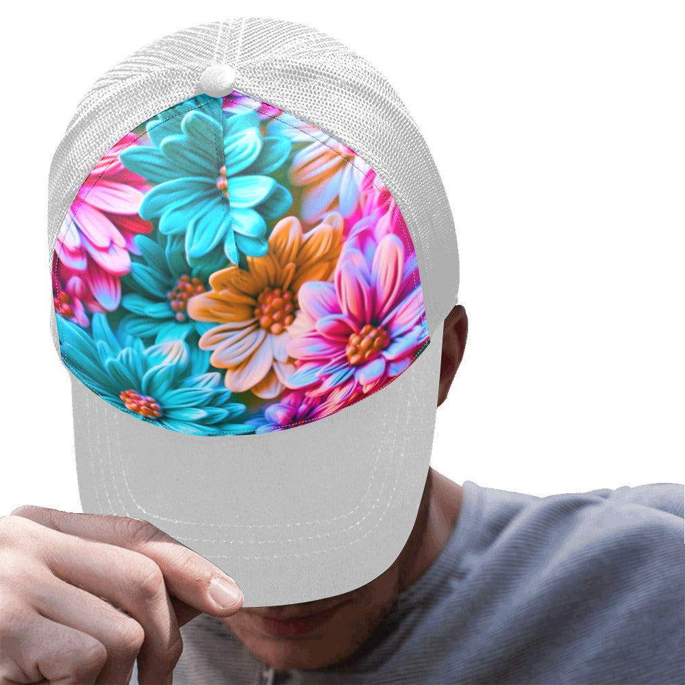 Bright Flowers Baseball Cap Grey