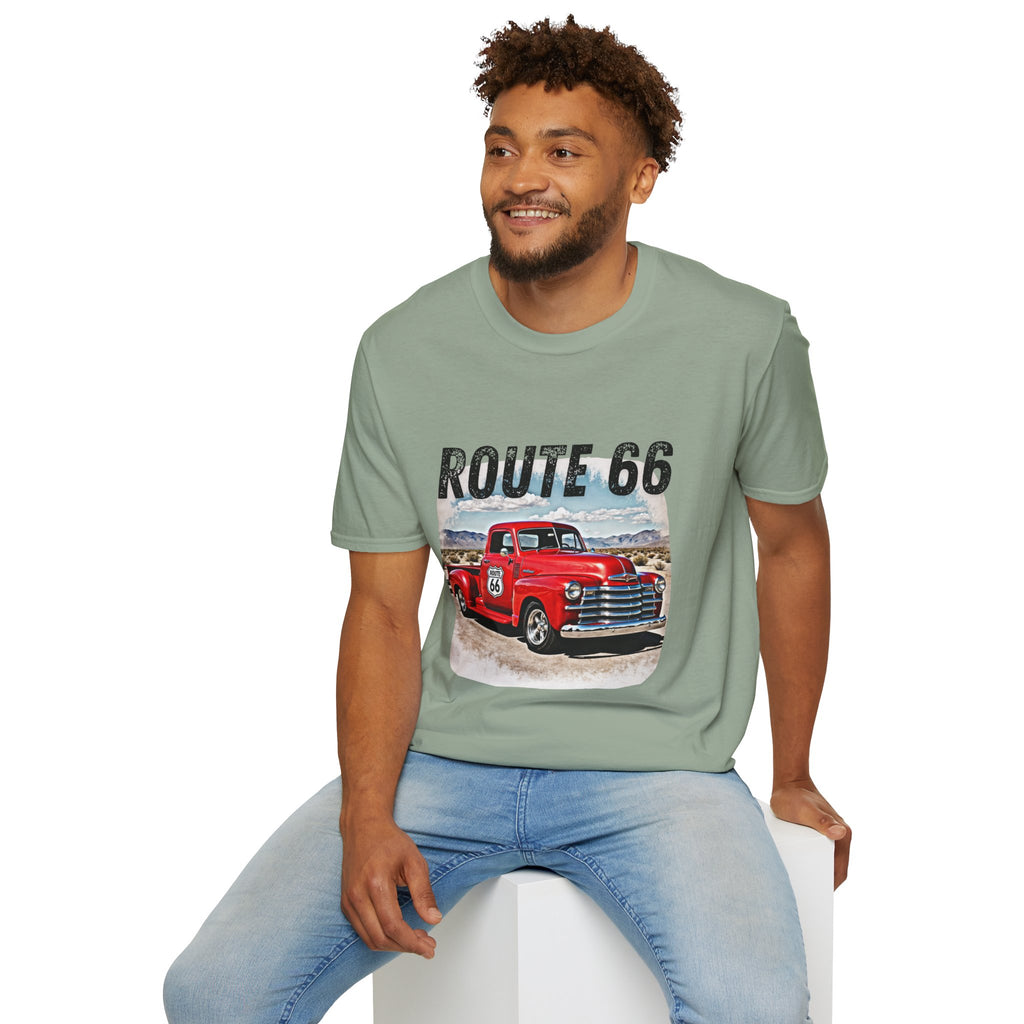 Route 66 Red Vintage Truck T-Shirt | Retro Highway Graphic