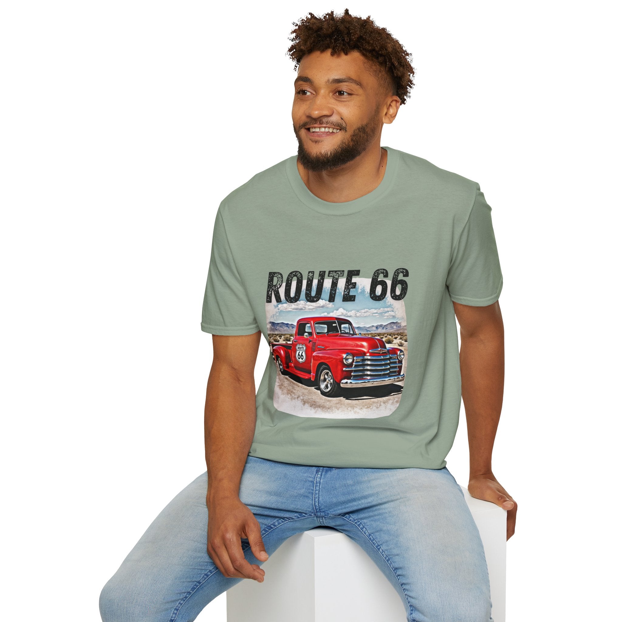 Route 66 Red Vintage Truck T-Shirt | Retro Highway Graphic