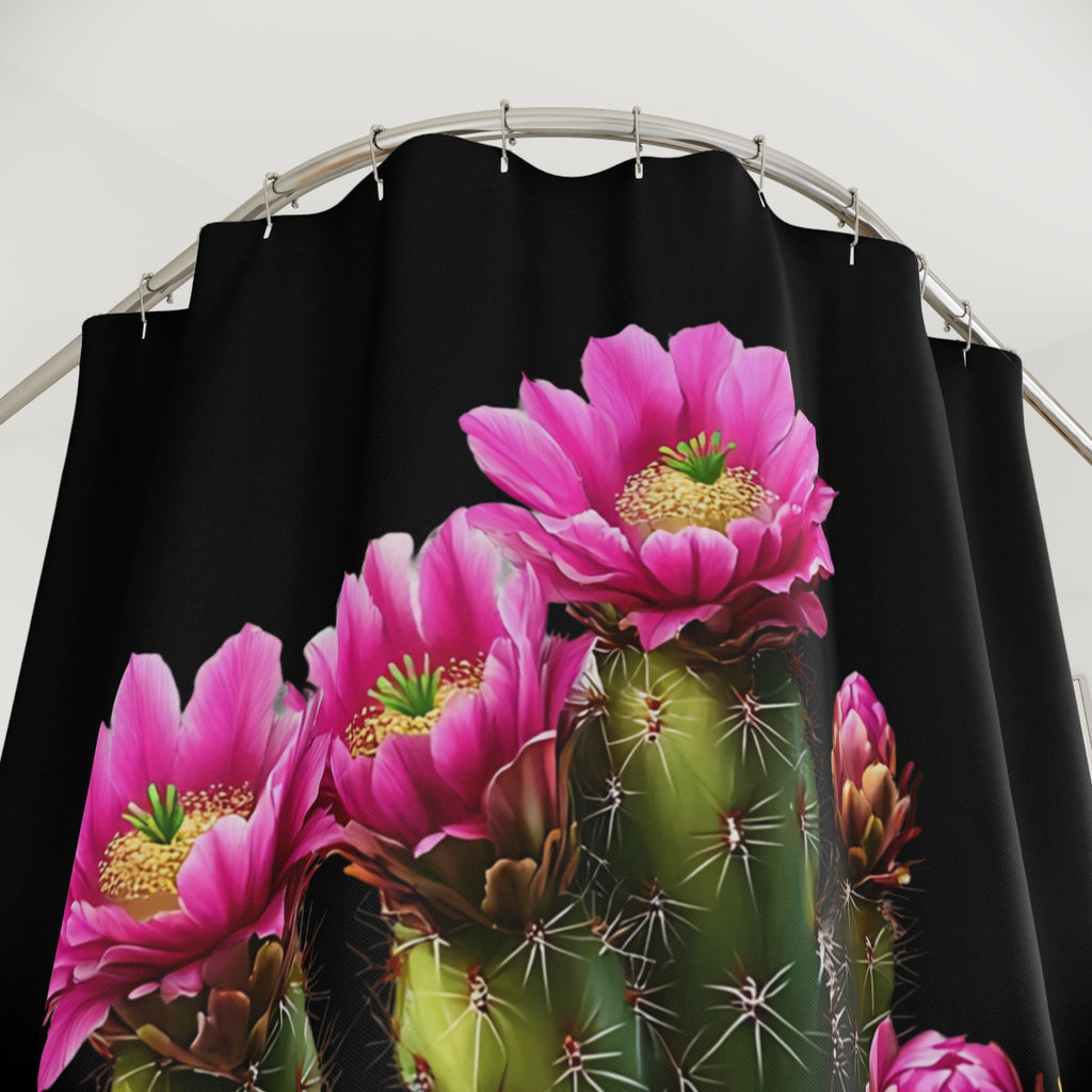 AZ Arizona Vibrant Cactus Shower Curtain with Pink Blooms - Boho Bathroom Decor, Unique Gift for Nature Lovers, Floral Print, Home & Garden