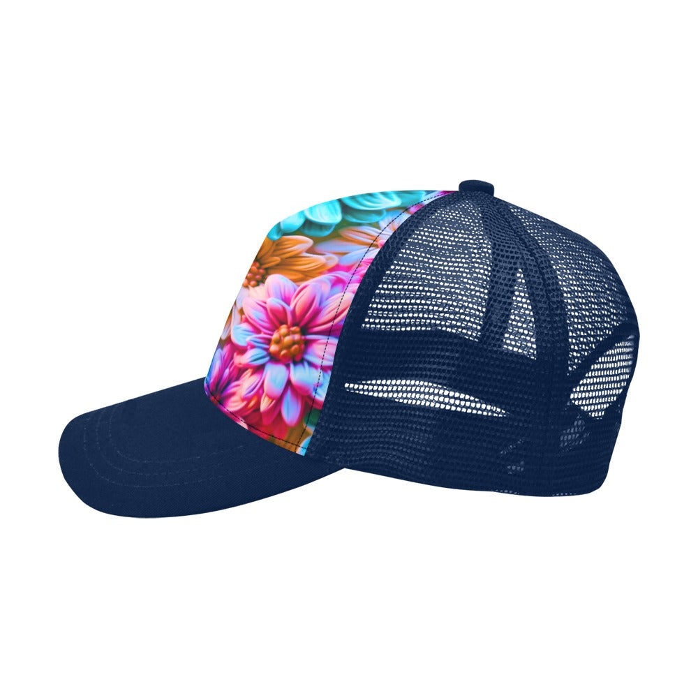Bright Flowers Baseball Cap Navy
