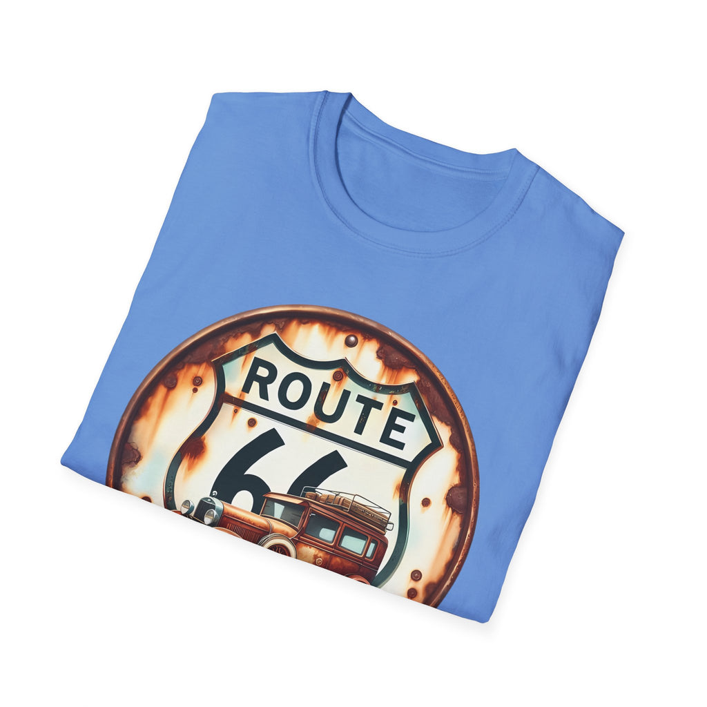 Route 66 Vintage Woodie Car T-Shirt | Road Trip Retro Sign, 'The Road Is Calling'