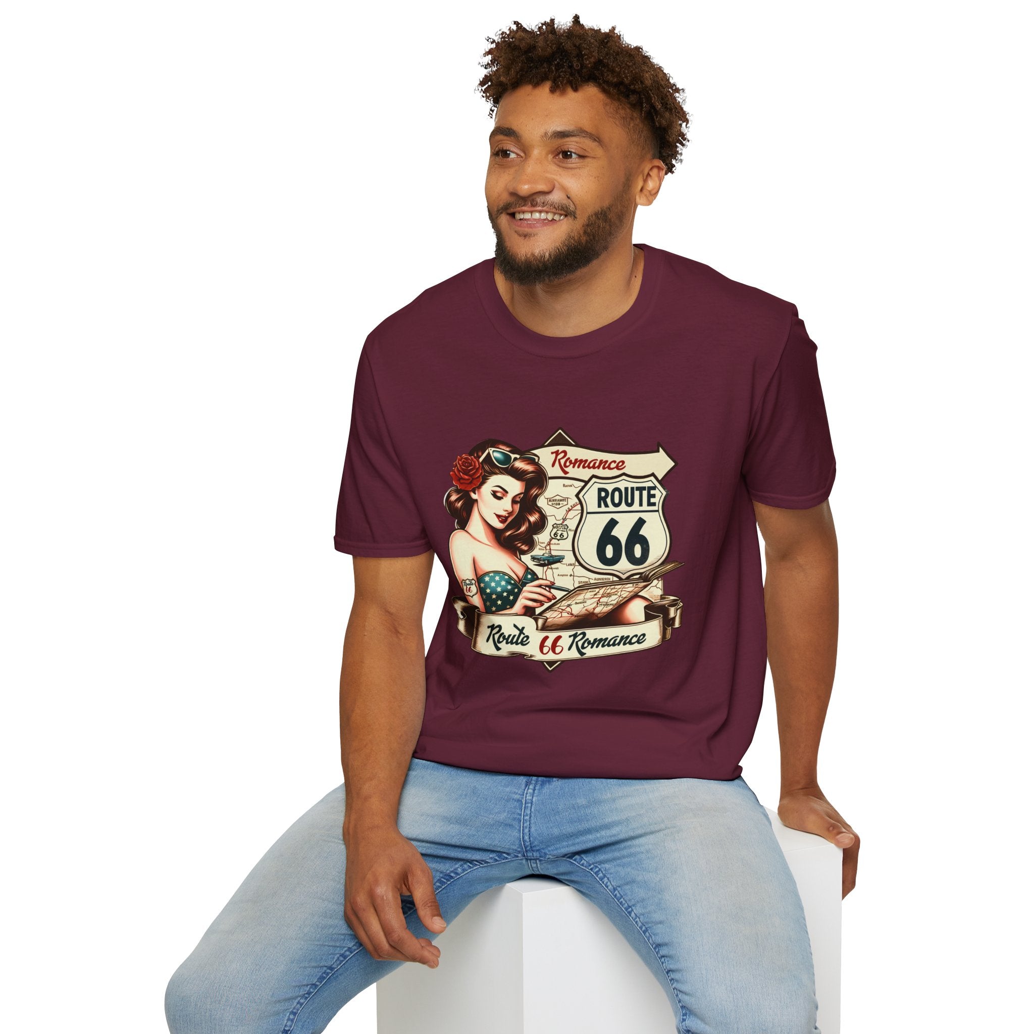 Pinup Girl Route 66 T-Shirt | Vintage Roadtrip Retro Sign