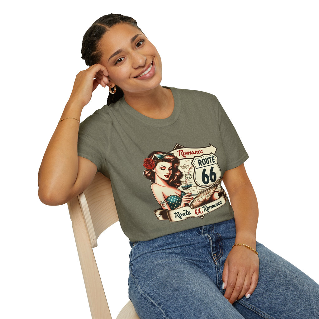 Pinup Girl Route 66 T-Shirt | Vintage Roadtrip Retro Sign