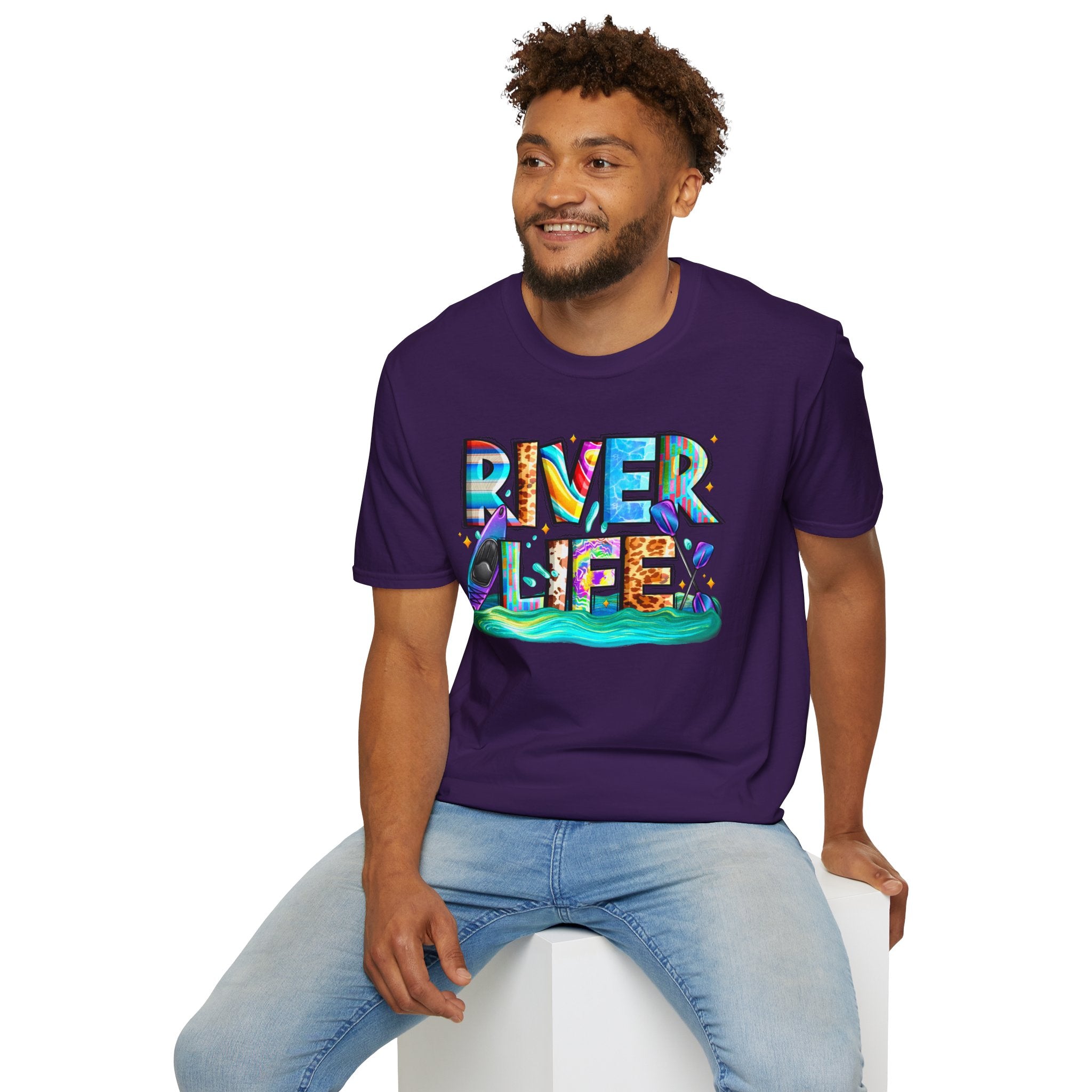 River Life T-Shirt | Colorful Fishing Scenic Graphic