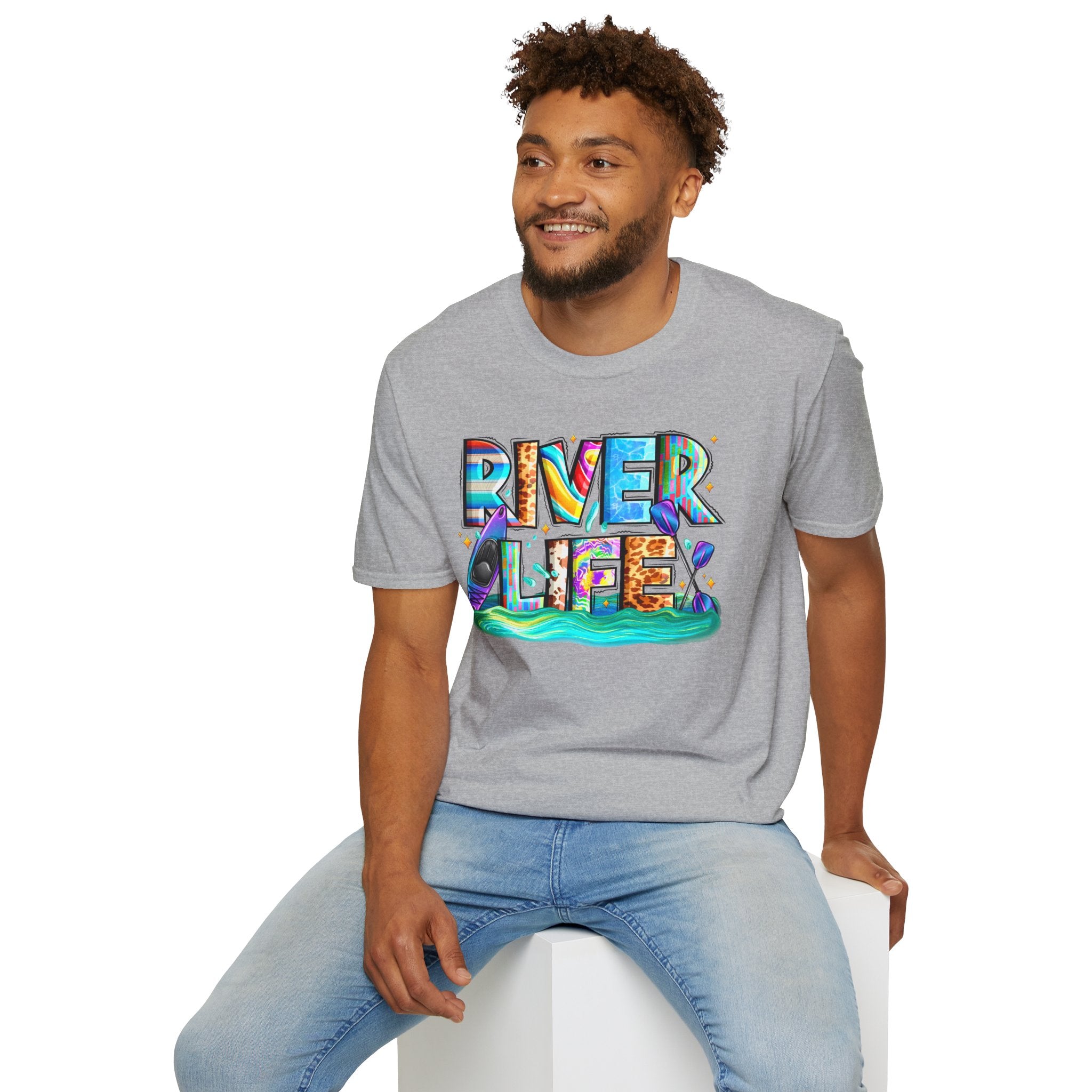 River Life T-Shirt | Colorful Fishing Scenic Graphic