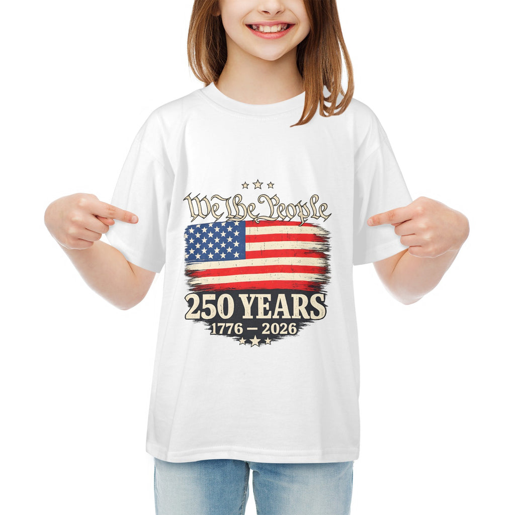 4th of July We The People 250 Years Celebration  Kids' T-Shirt in USA Size Front Print（Made in USA，Ships to USA Only）Free Shipping