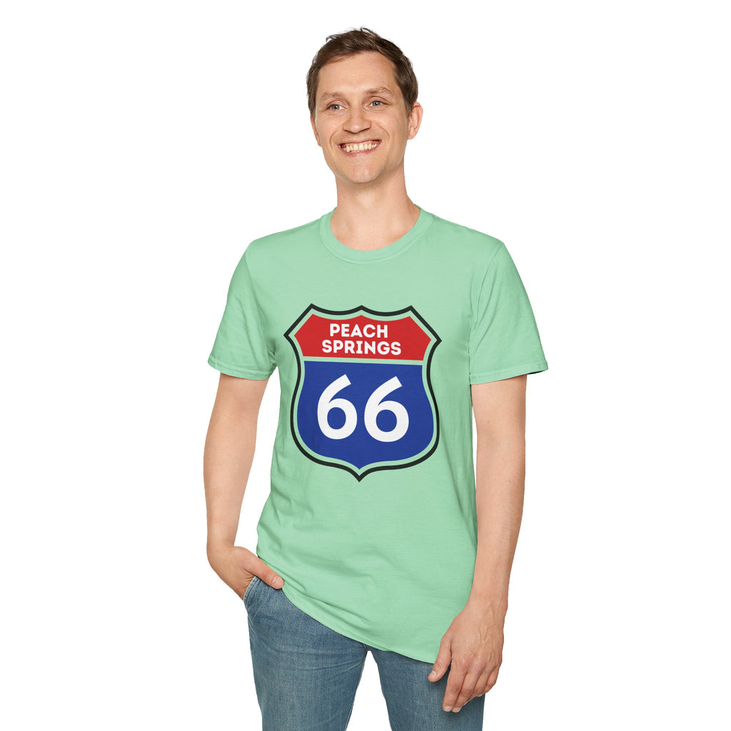 Peach Springs 66 Shield T-Shirt | Route 66 Road Sign Shirt