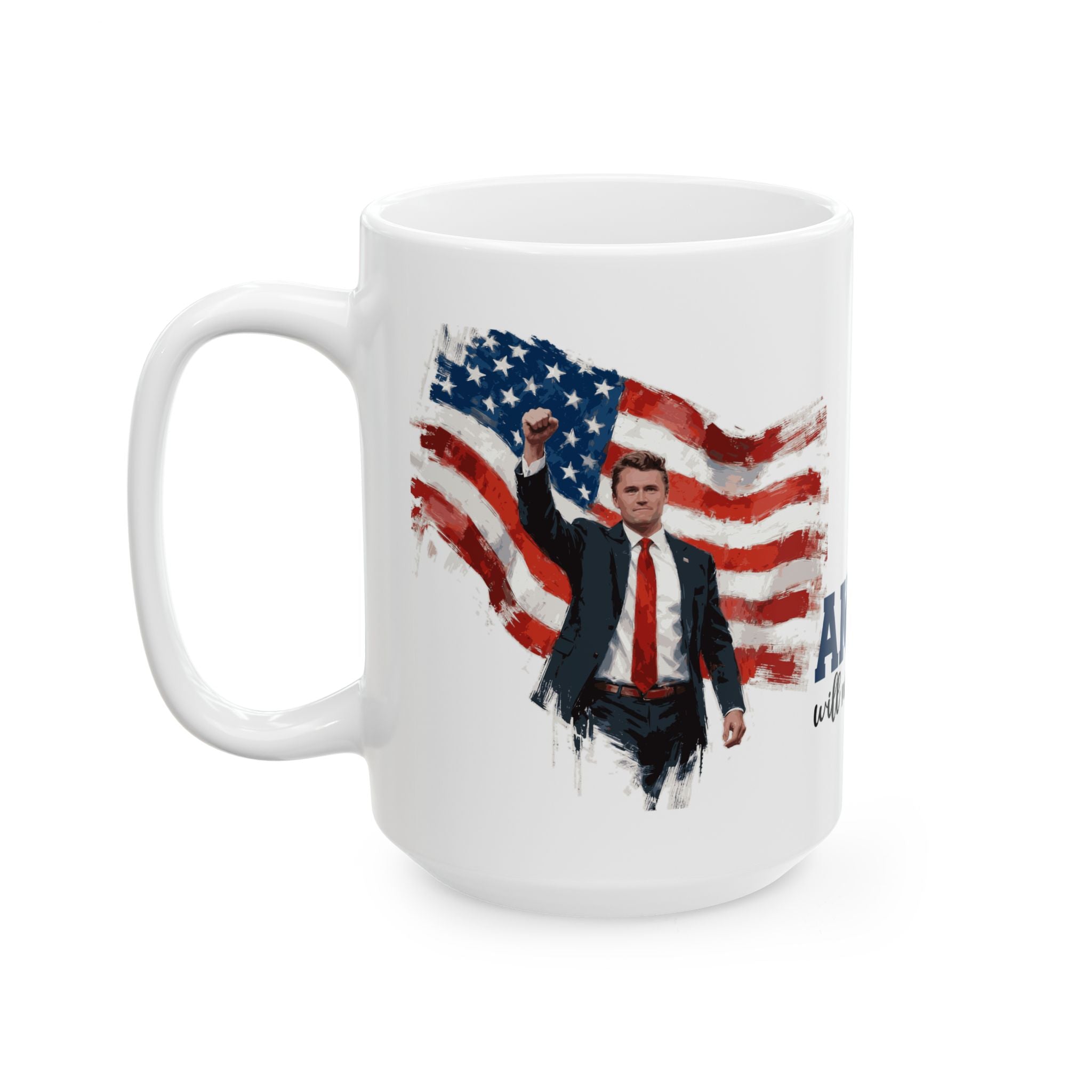 Charlie Kirk Patriotic Ceramic Mug, Coffee Lover Gift, 4th of July, American Flag Mug, Unique Gift for Veterans, Tea Mug with Quote