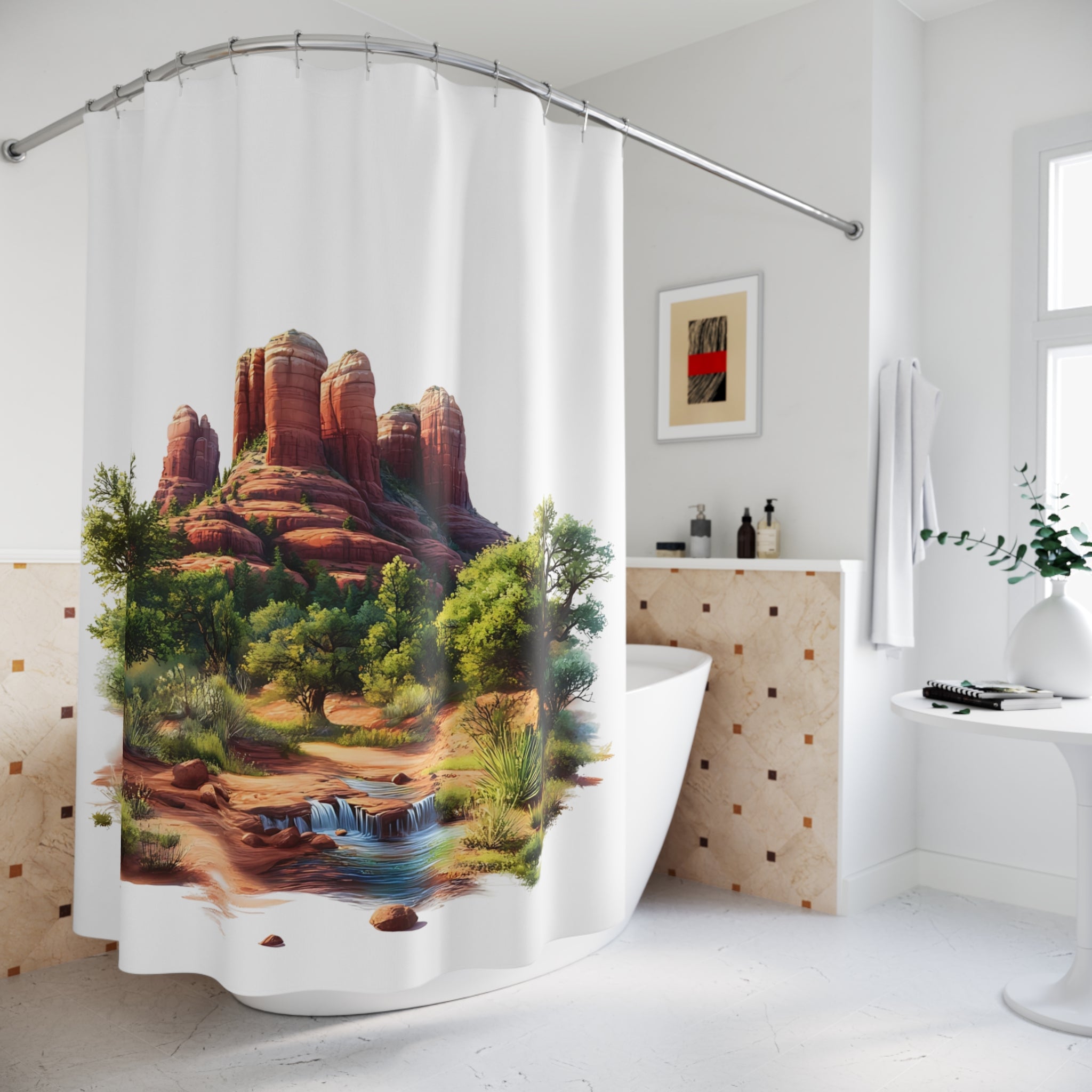 Arizona Nature-Inspired Shower Curtain, Rustic Home Decor, Bohemian Bathroom Accessory, Gift for Nature Lovers, Landscape Design