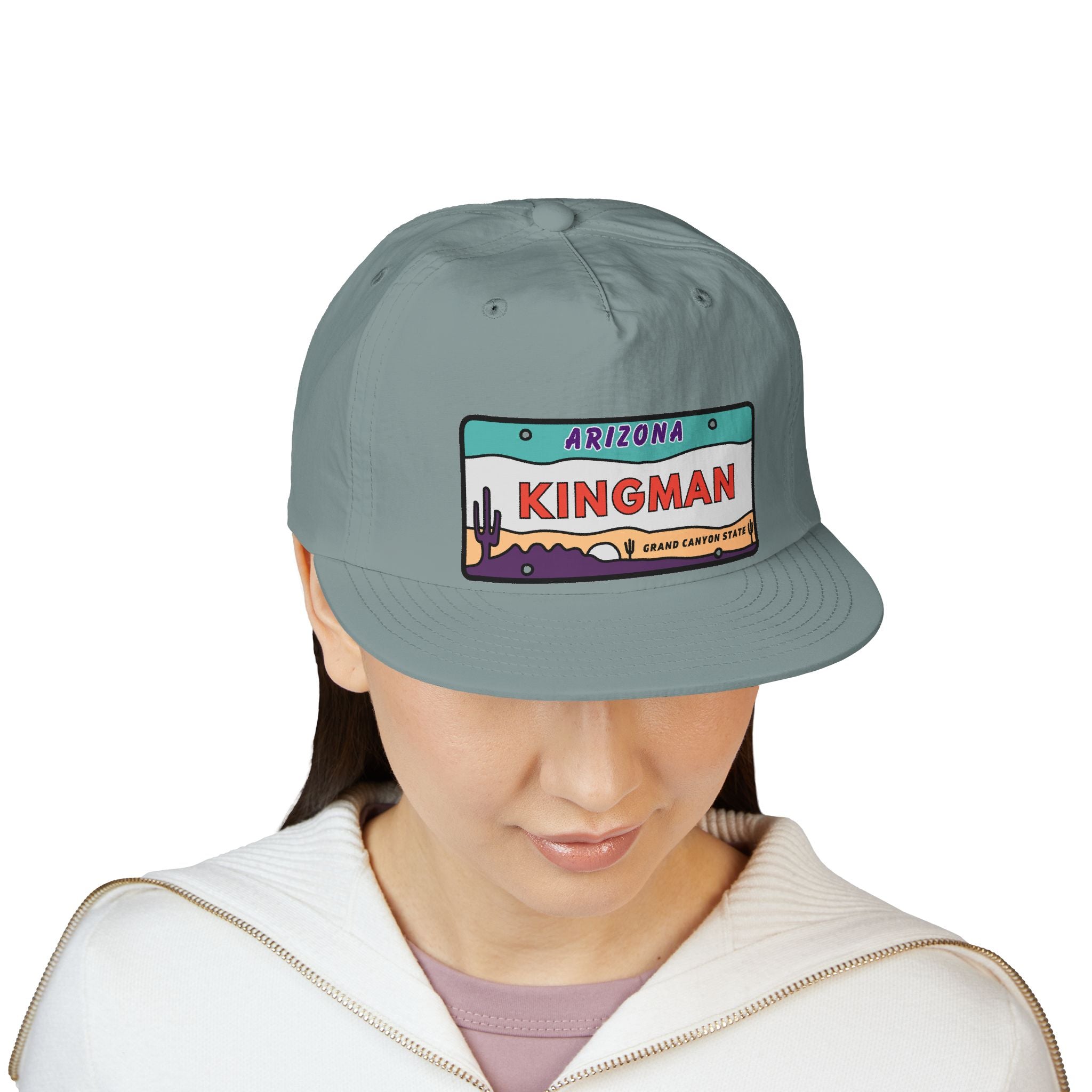 Surf Cap, Beach Hat, Summer Headwear, Kingman Arizona License Plate Dessert Cap for Water Sports