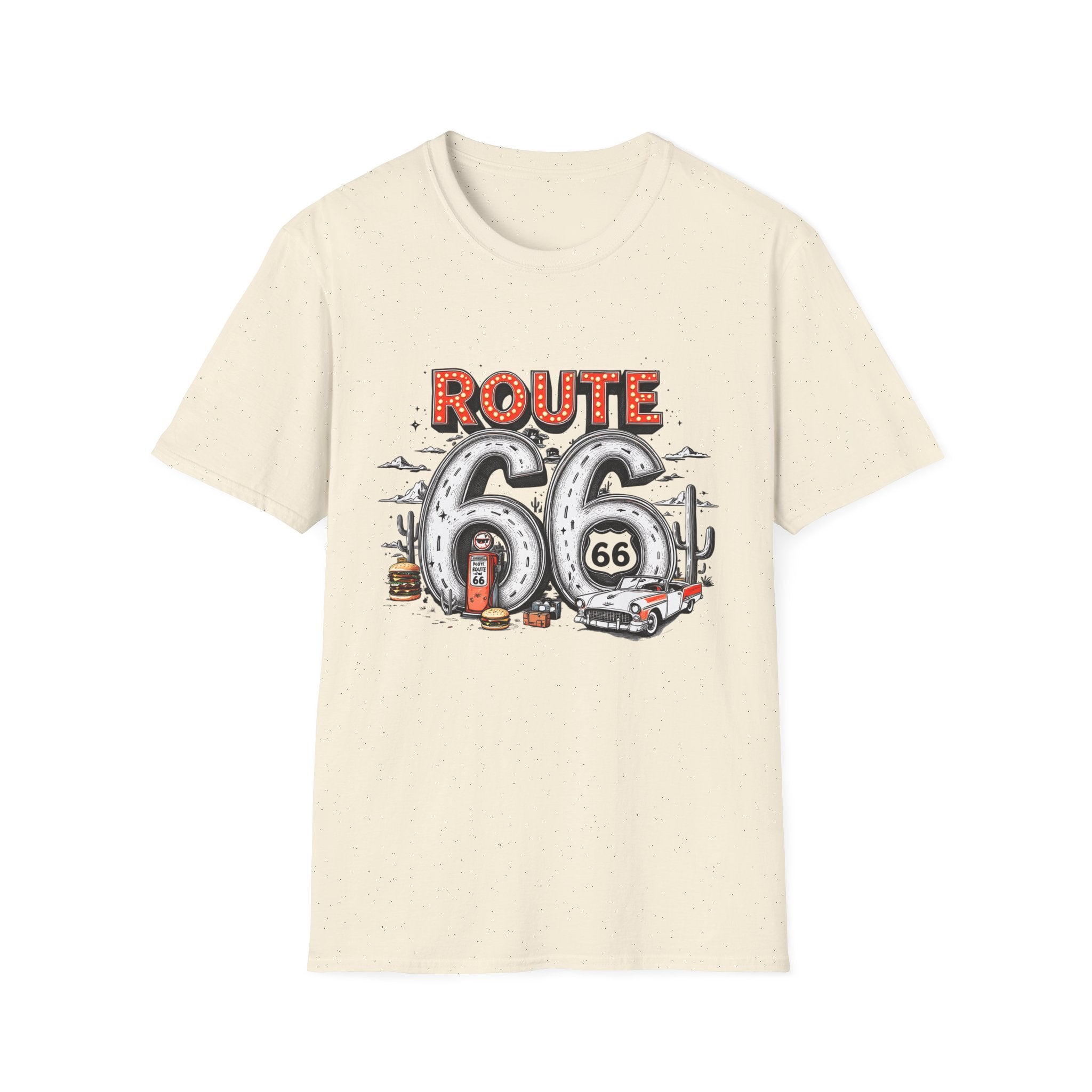 Route 66 Vintage Roadtrip T-Shirt | Classic Highway Car Signage
