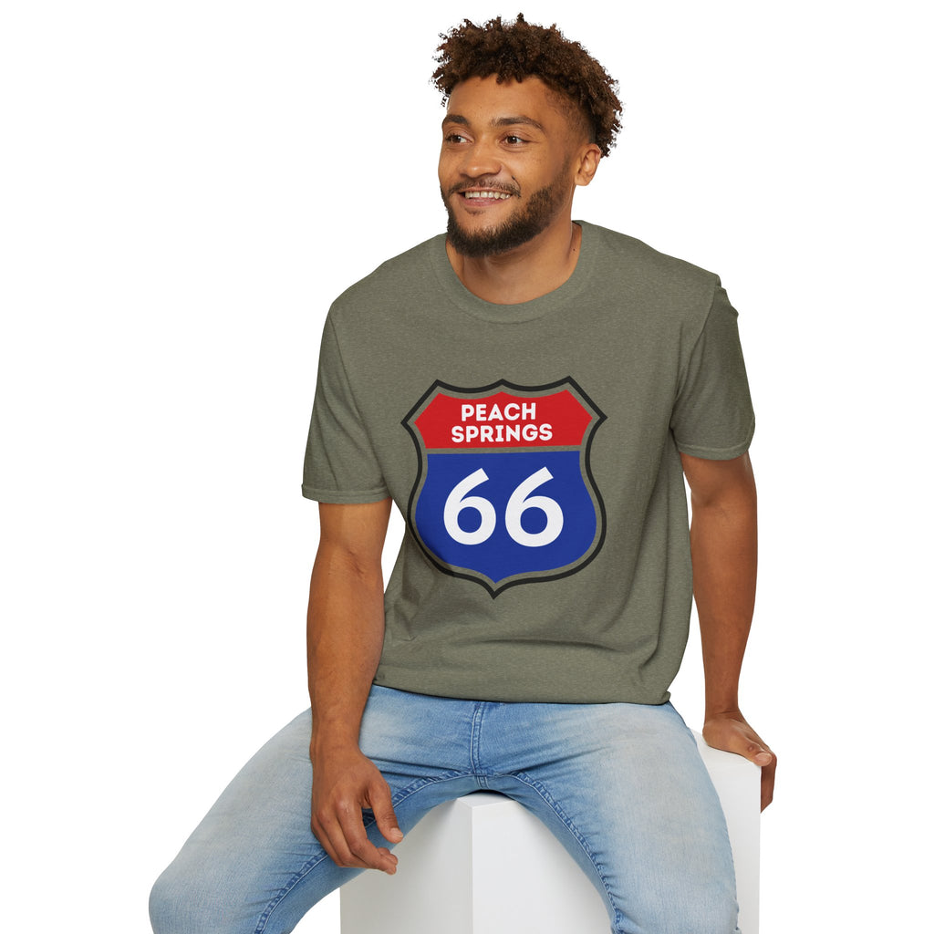 Peach Springs 66 Shield T-Shirt | Route 66 Road Sign Shirt